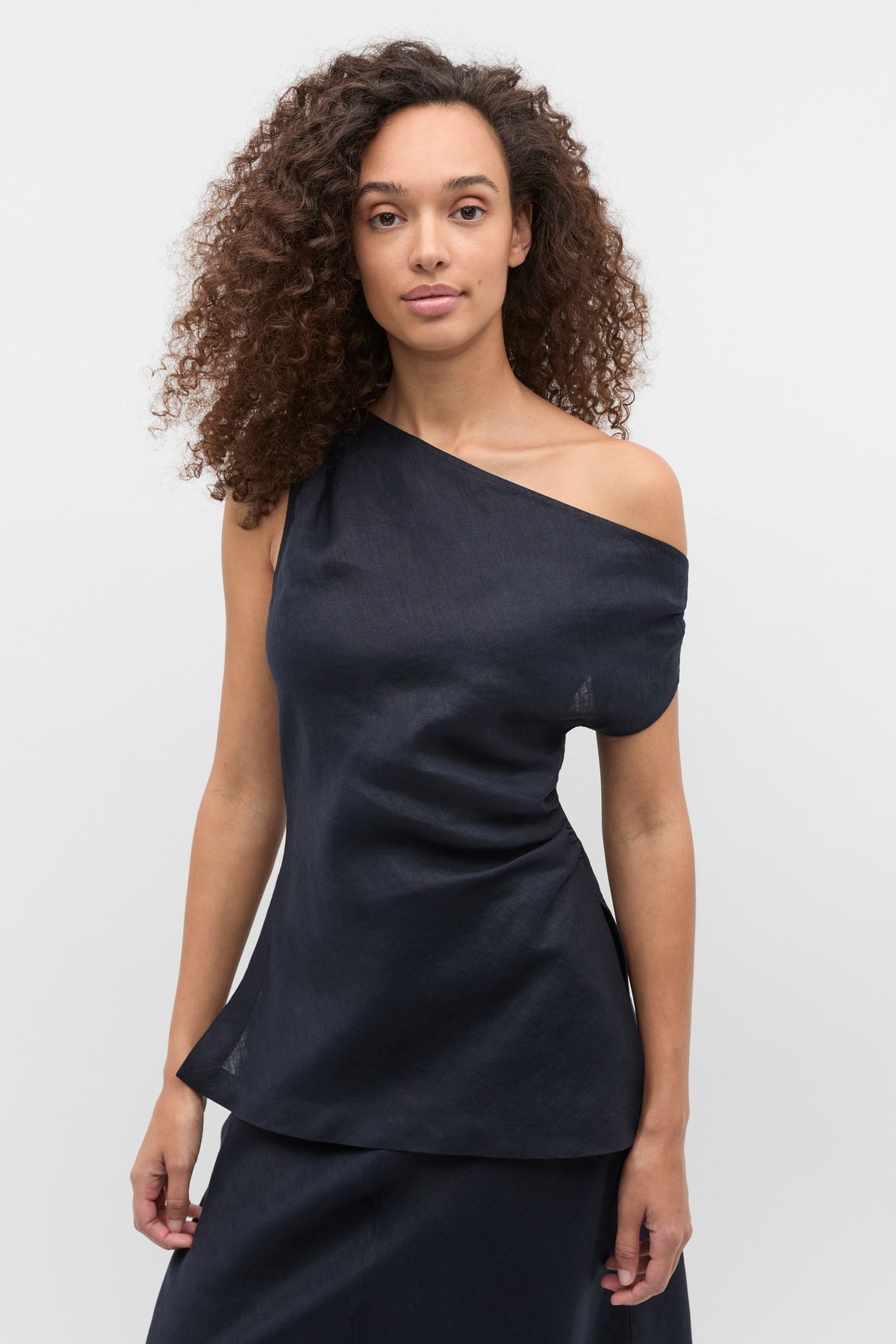 Linen Draped Shoulder Top