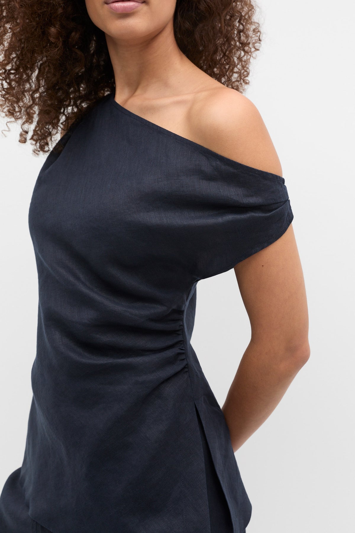 Linen Draped Shoulder Top