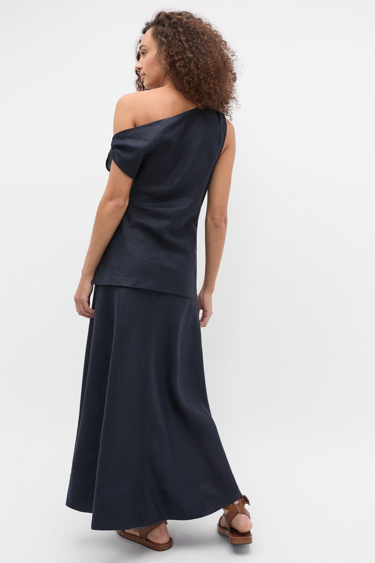 Linen Draped Shoulder Top