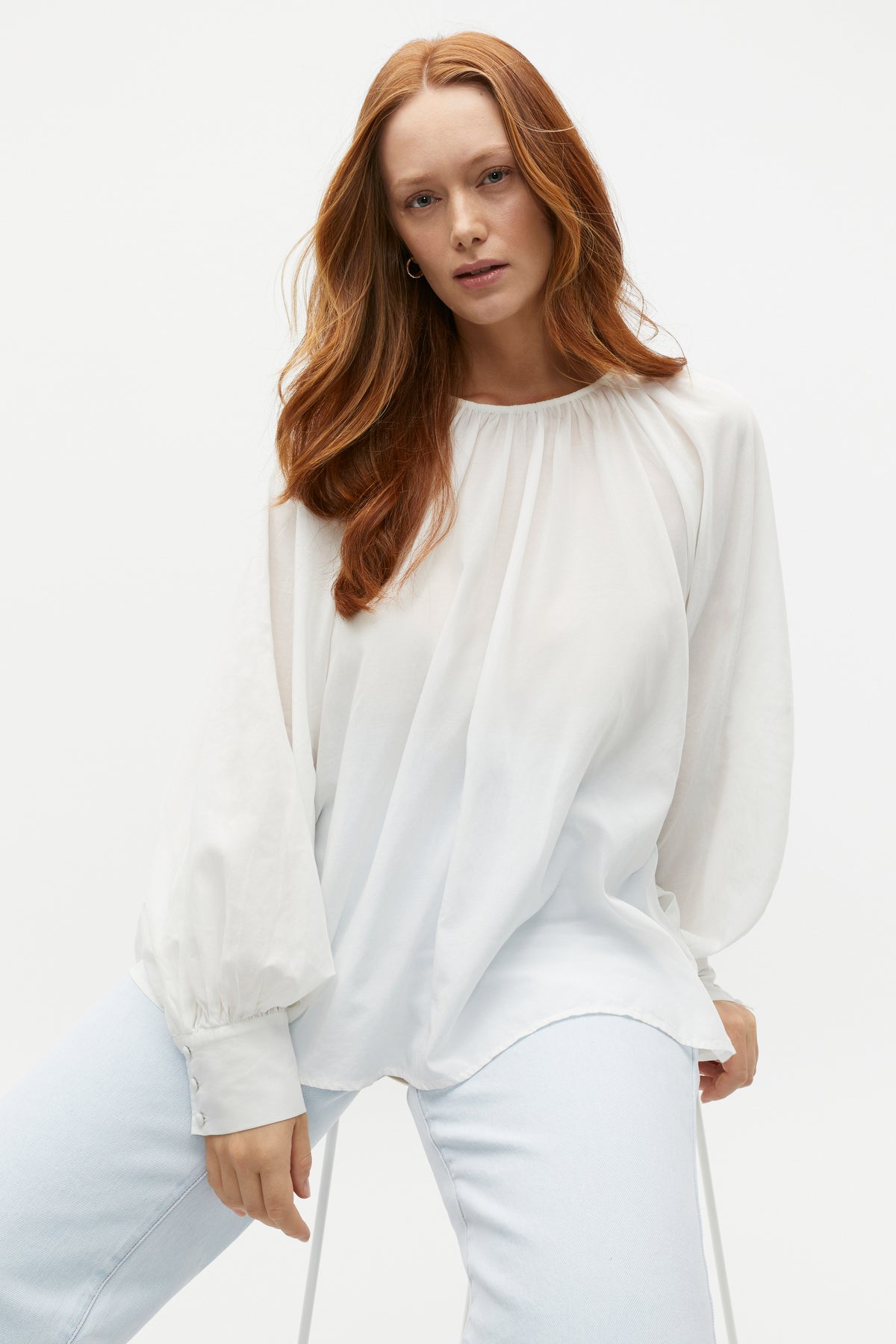 Voile Gathered Blouse