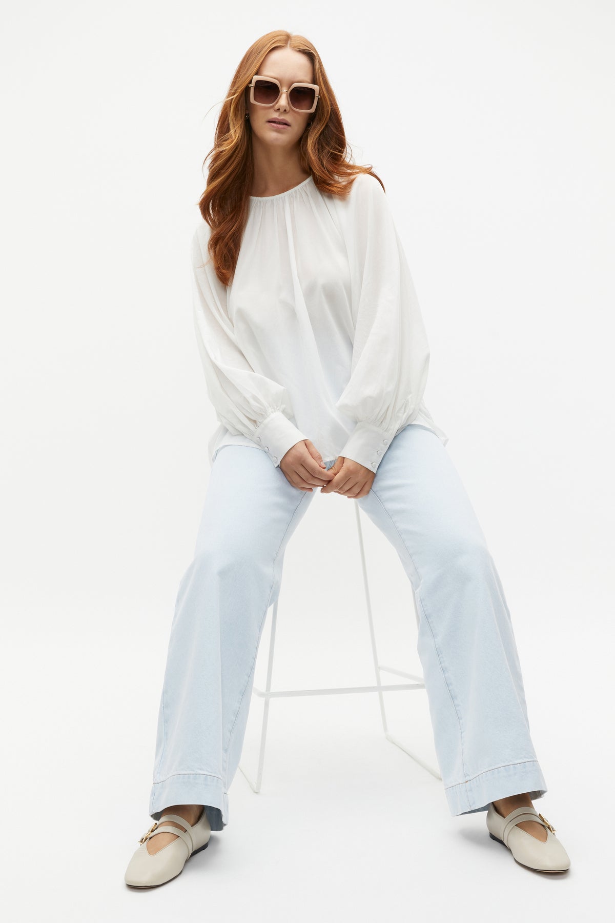 Voile Gathered Blouse