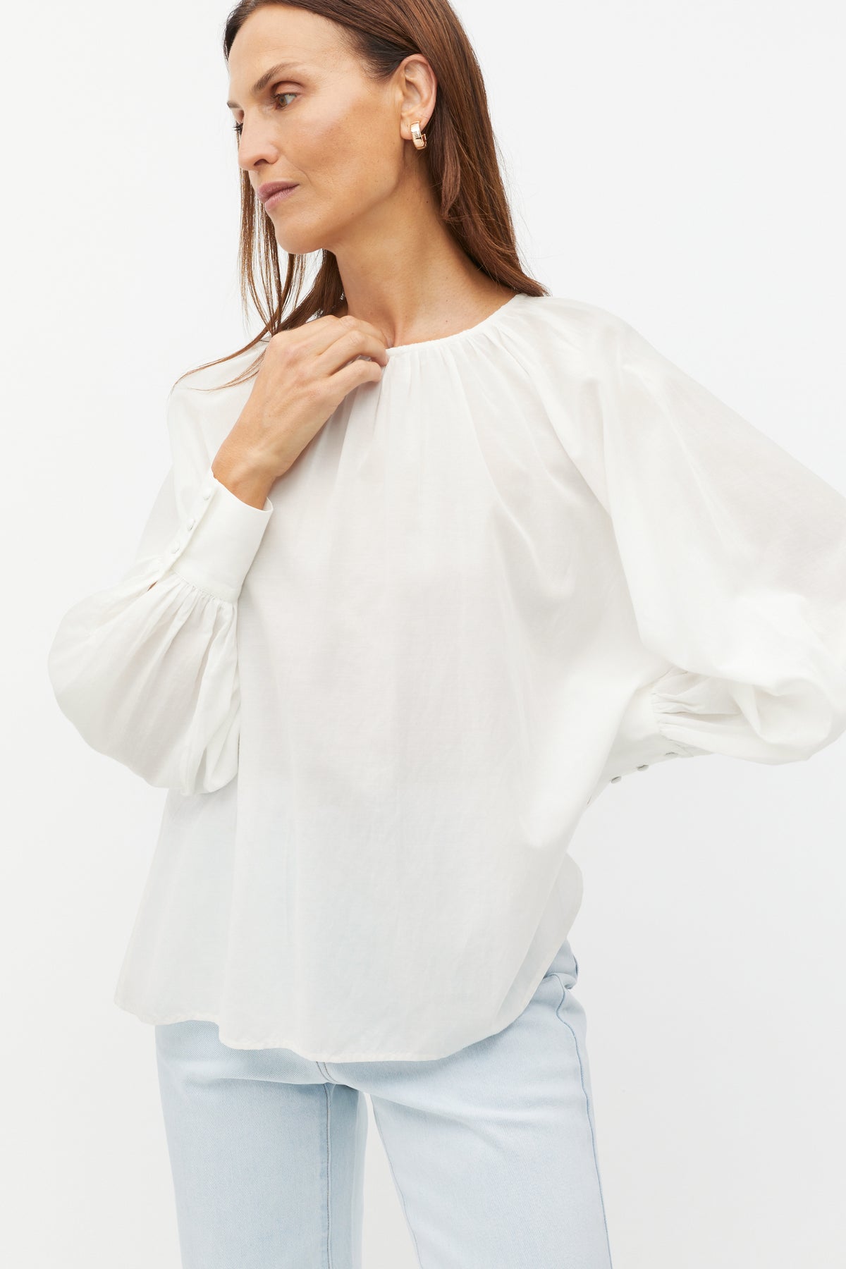 Voile Gathered Blouse