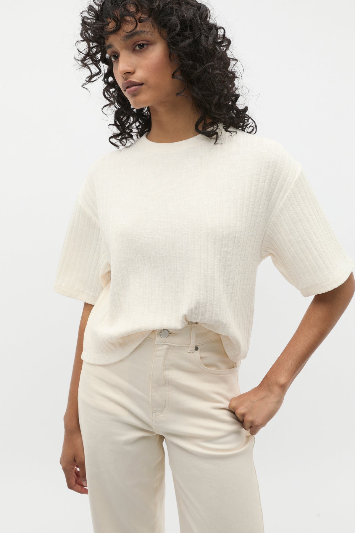 Textured Rib Boxy Tee