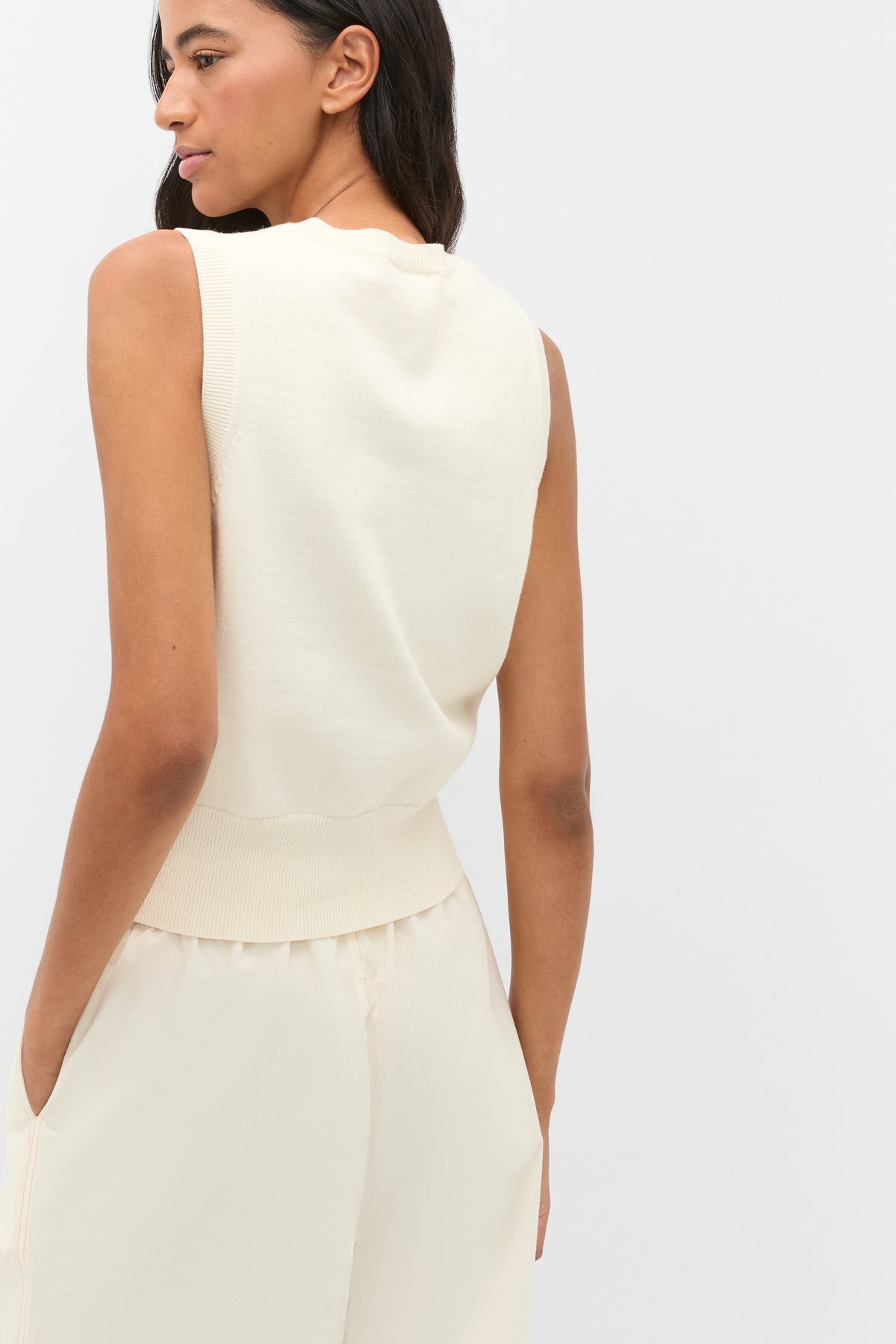 Cotton Blend Button Knit Vest