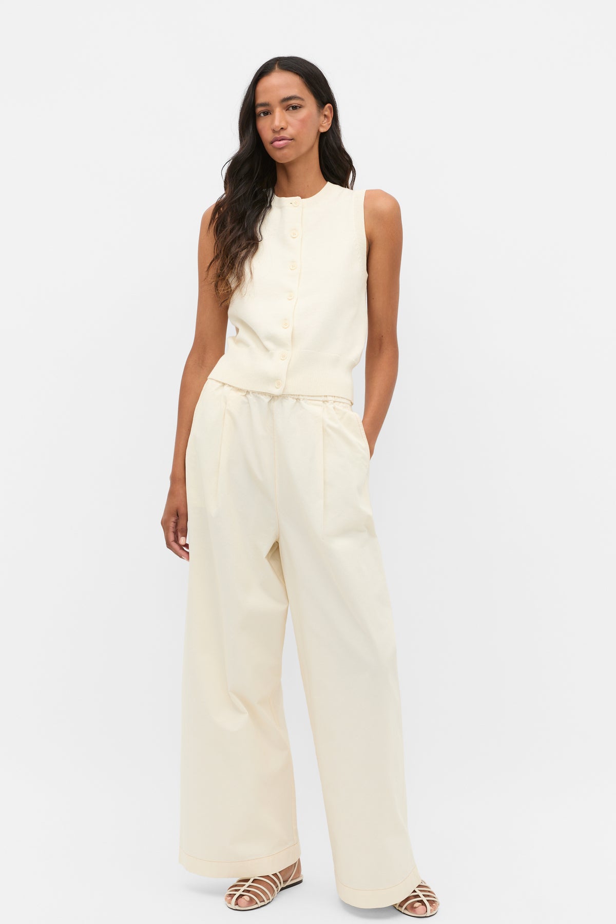 Cotton Blend Button Knit Vest