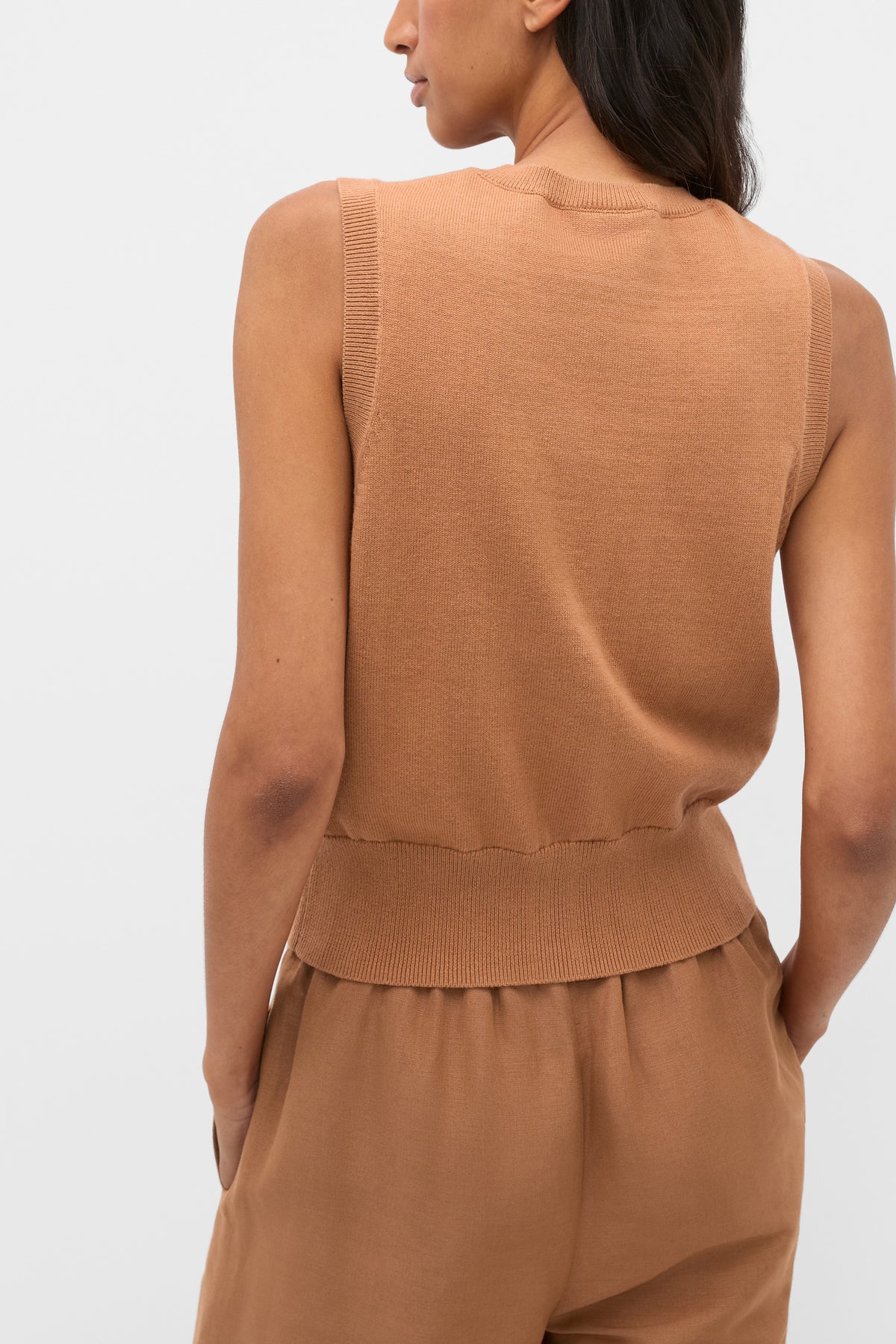 Cotton Blend Button Knit Vest