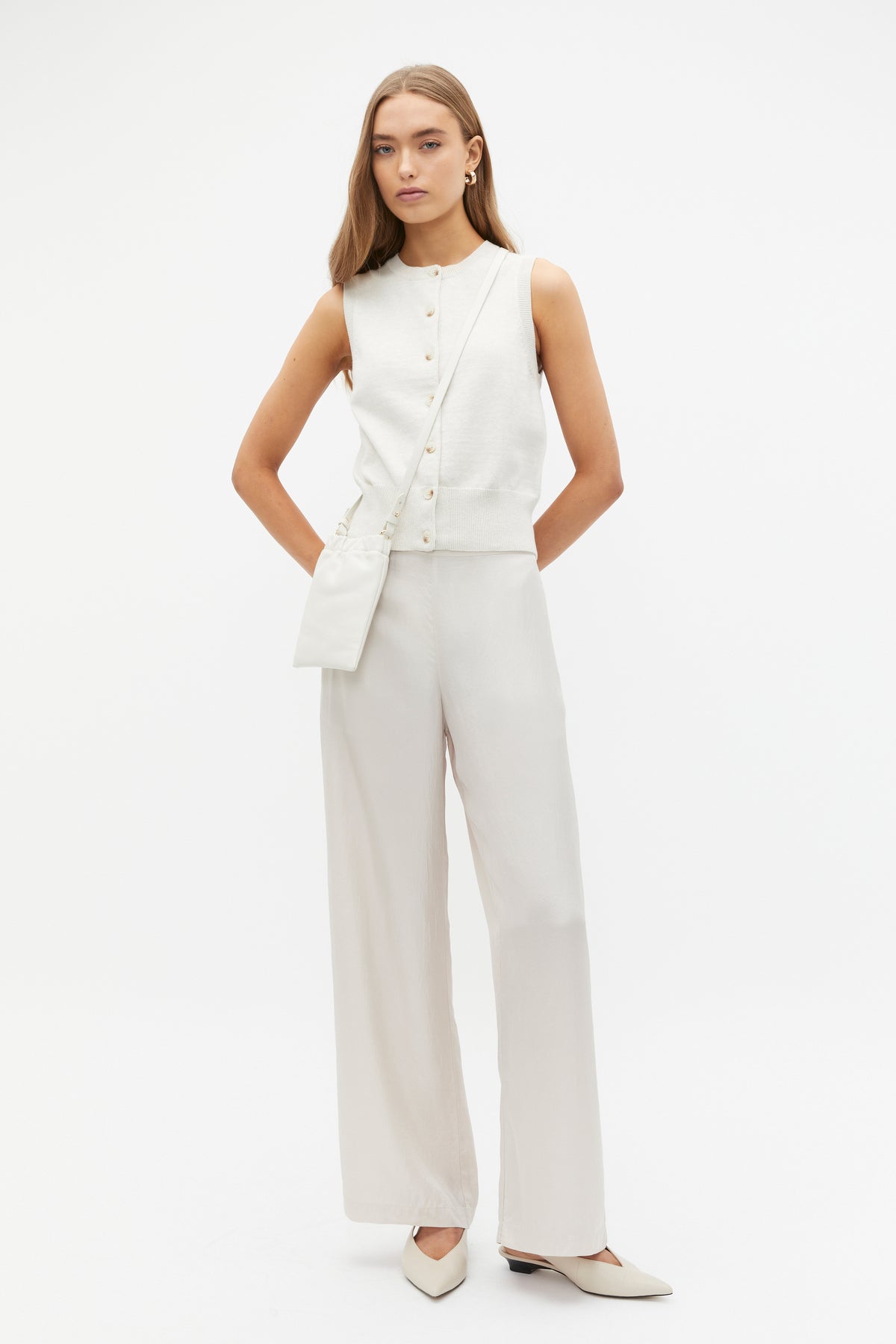 Cotton Blend Button Knit Vest
