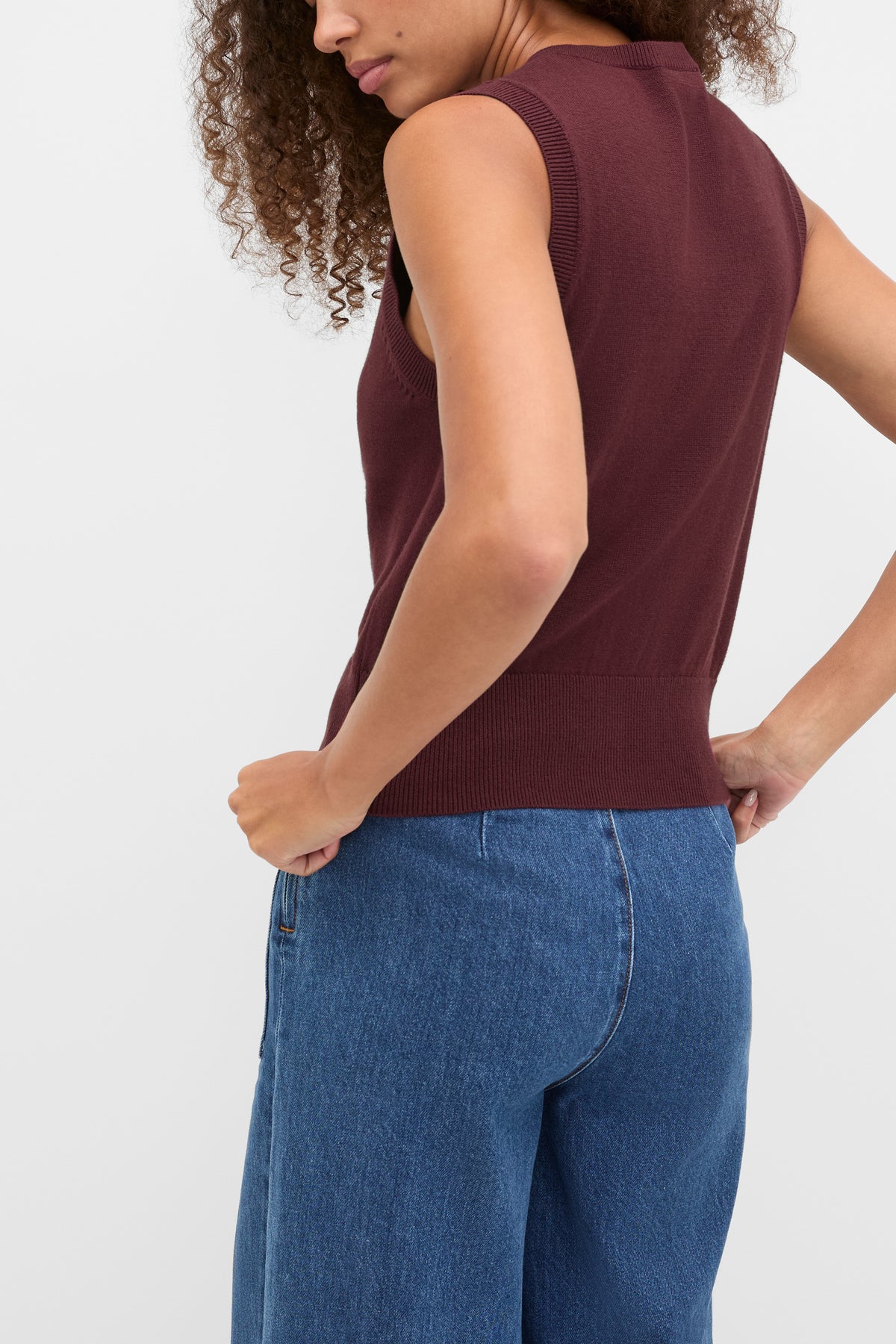 Cotton Blend Button Knit Vest