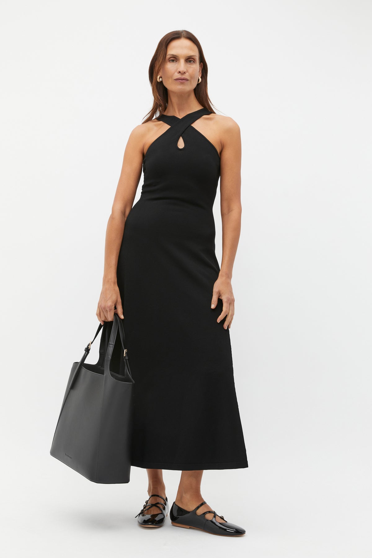 Compact Crepe Knit Halter Dress