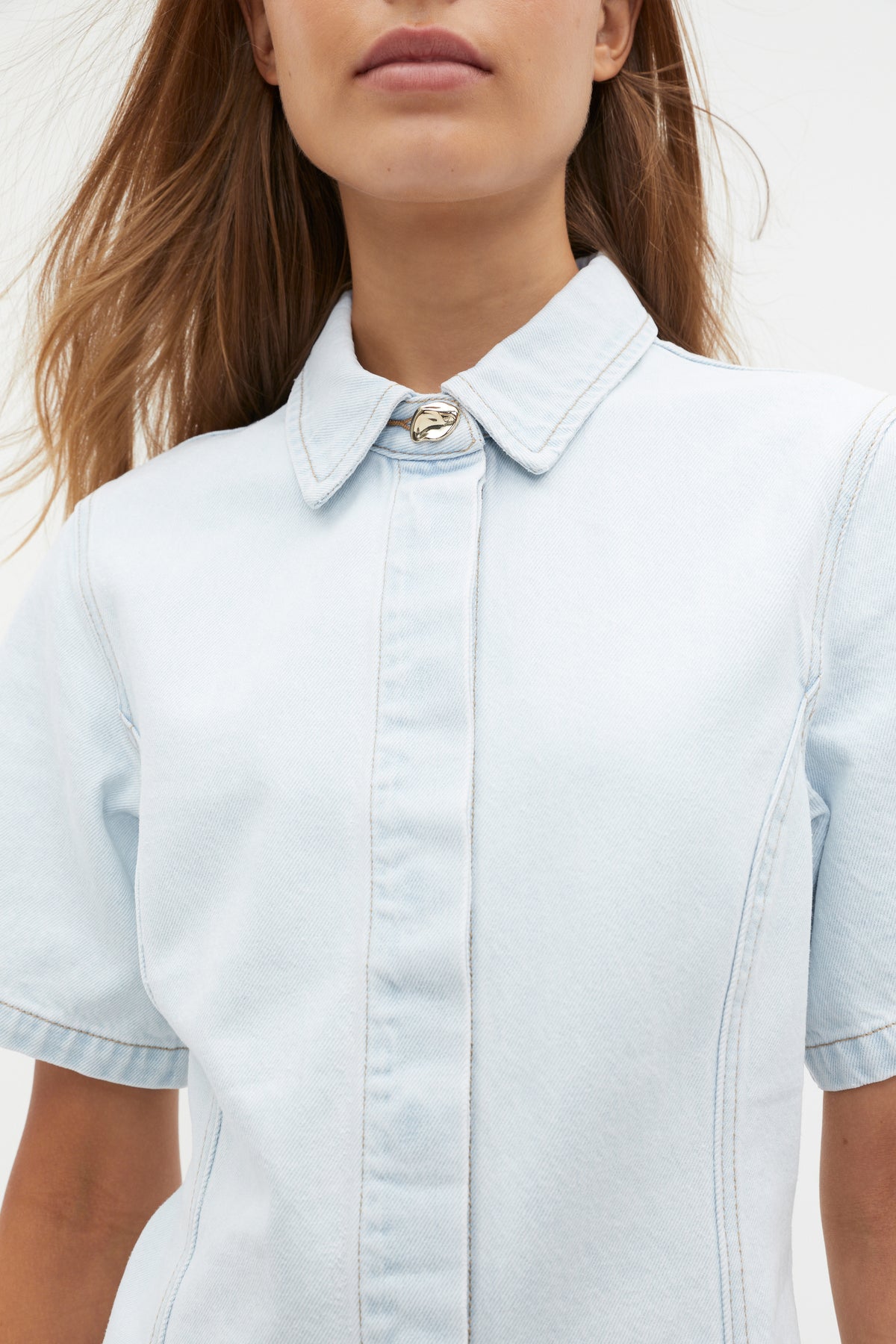 Denim Collar Mini Dress