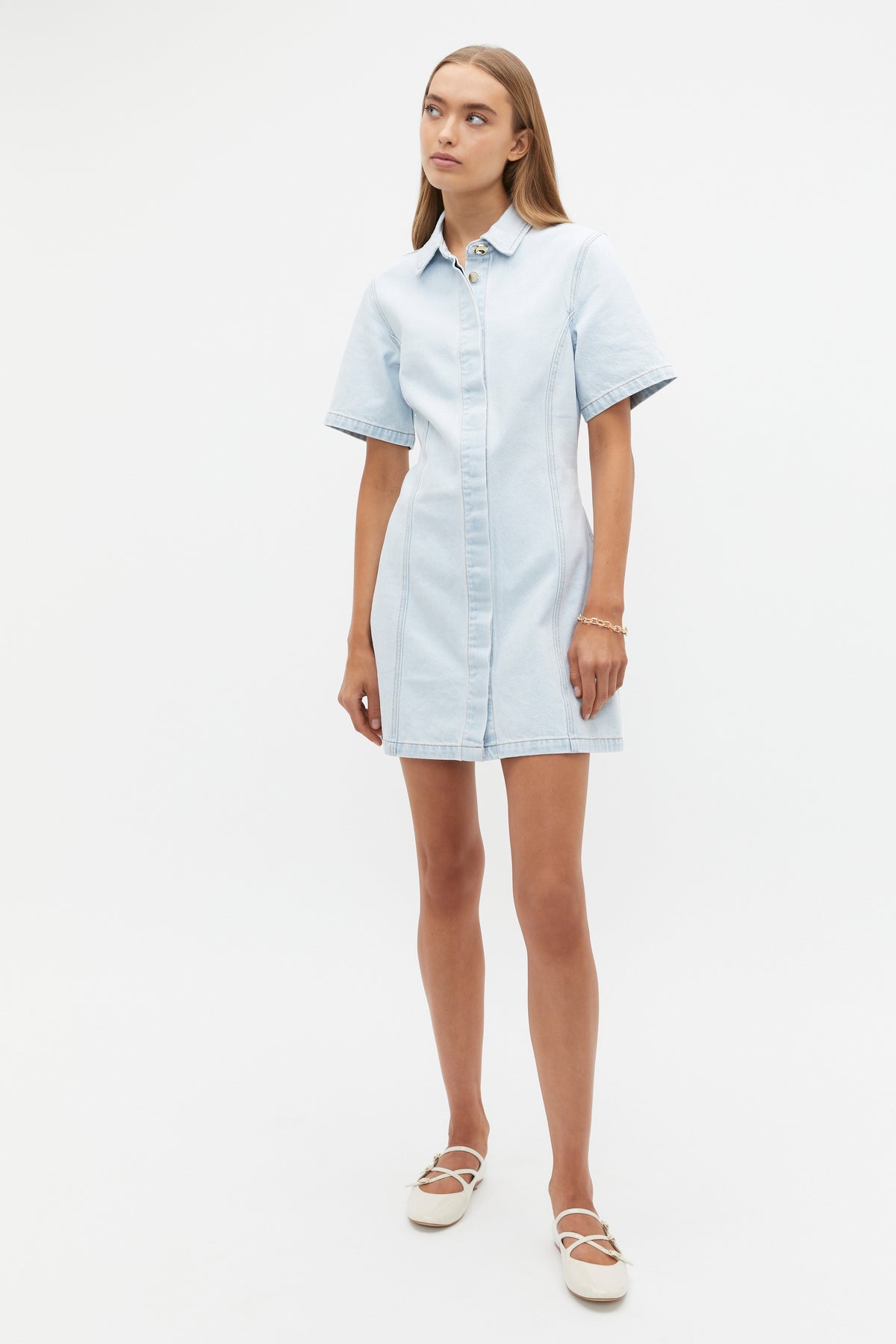 Denim Collar Mini Dress