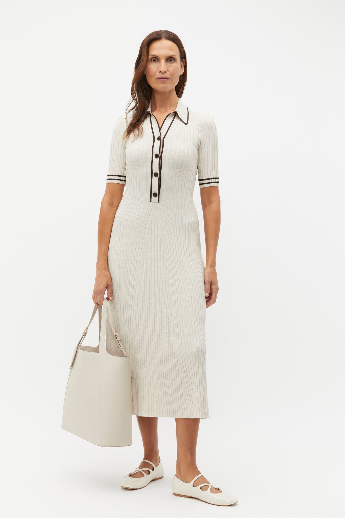 Short Sleeve Knit Tipping Dress