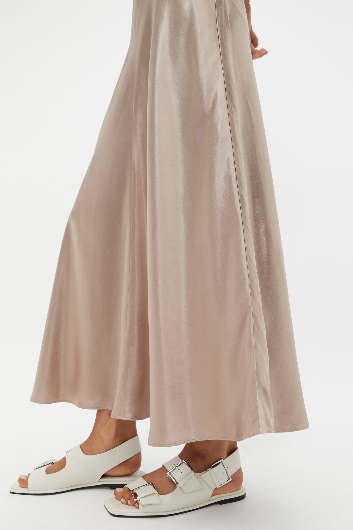 Satin Midi Swing Skirt