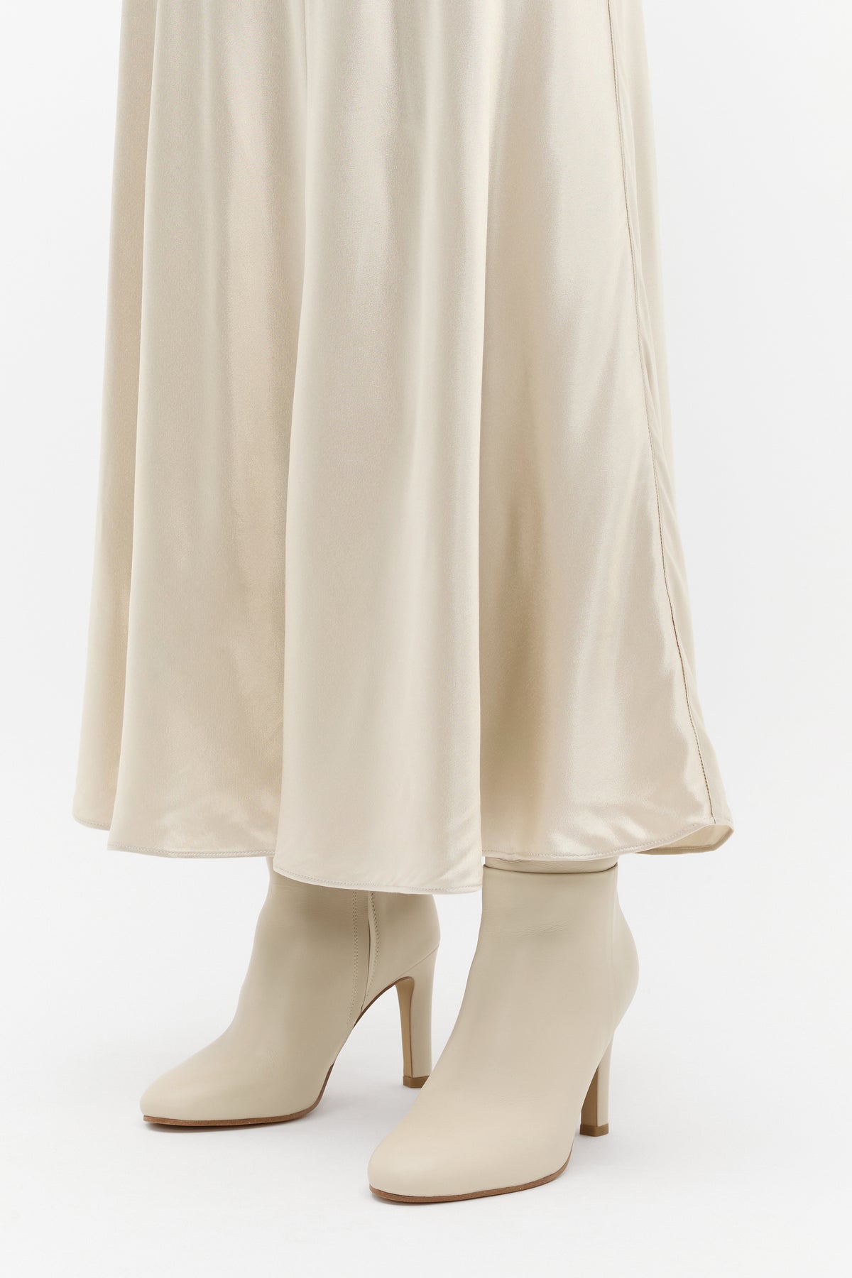 Satin Midi Swing Skirt