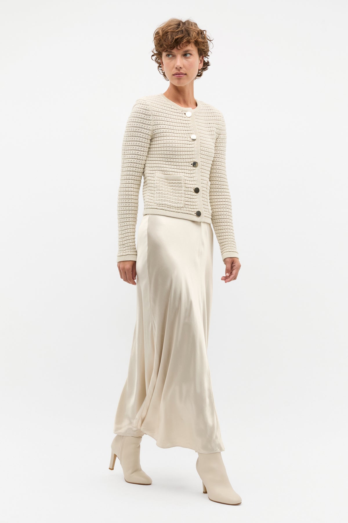 Satin Midi Swing Skirt