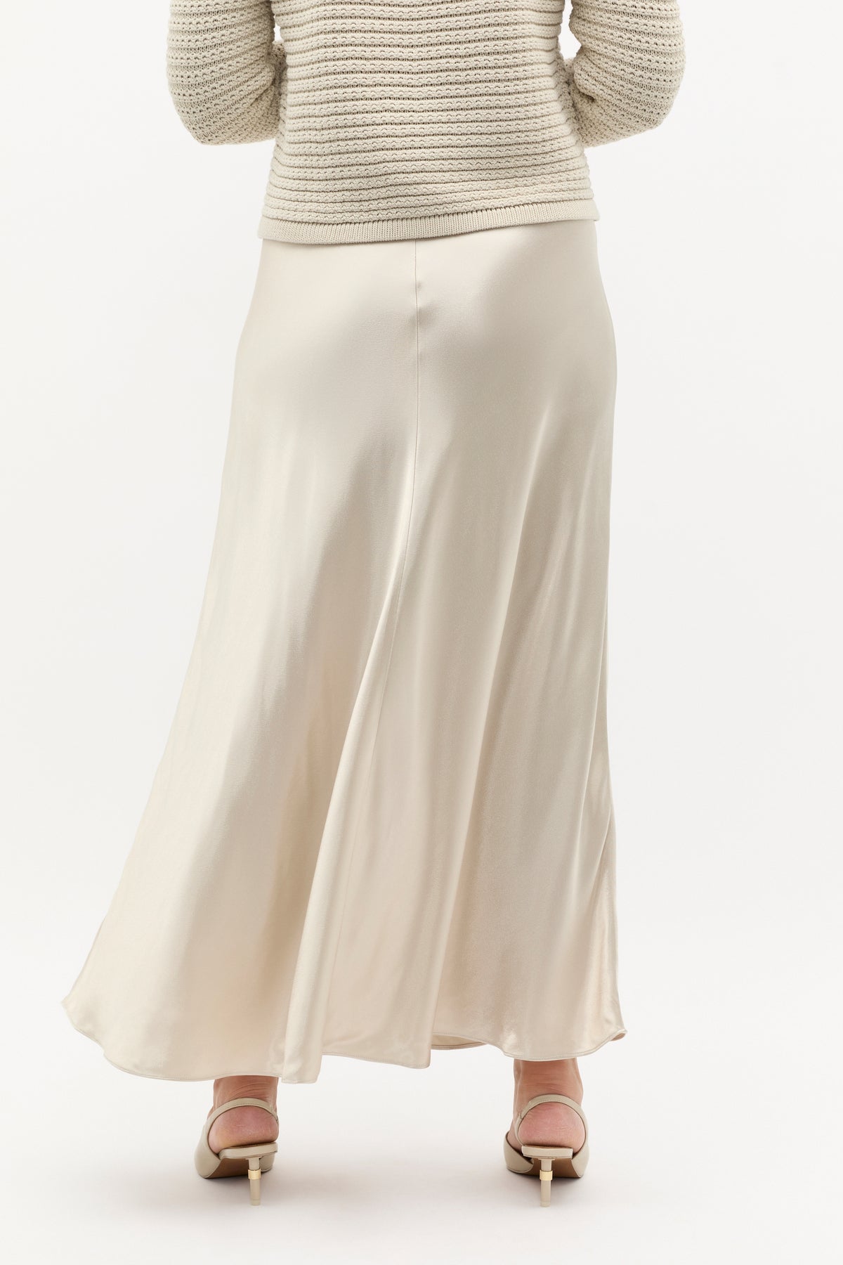 Satin Midi Swing Skirt