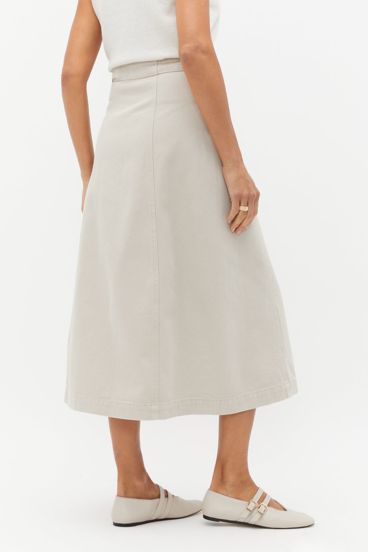 Denim Wrap Front Buckle Skirt