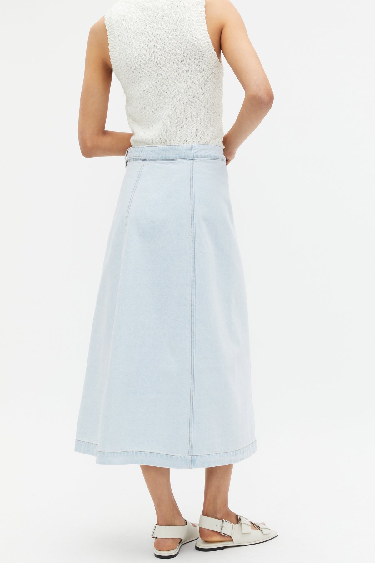 Denim Wrap Front Buckle Skirt