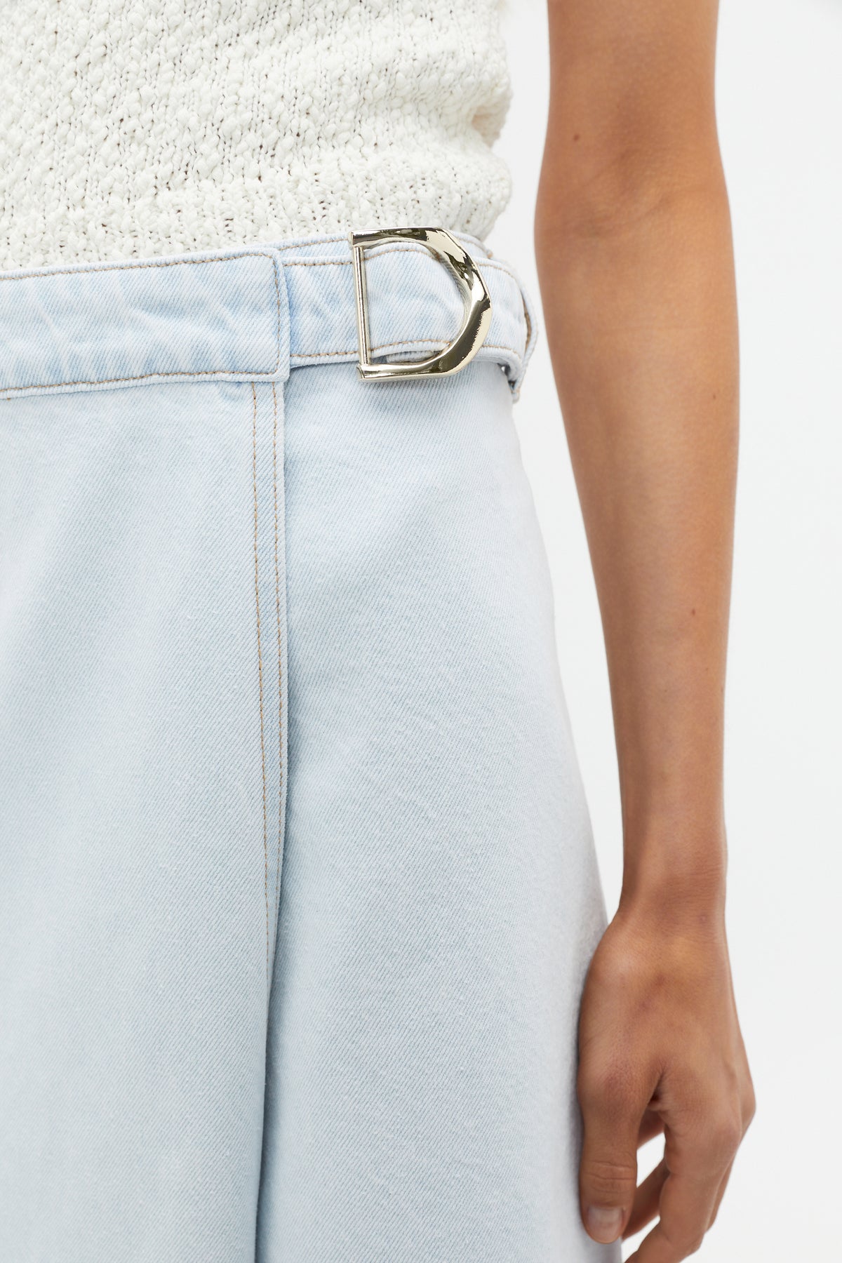 Denim Wrap Front Buckle Skirt
