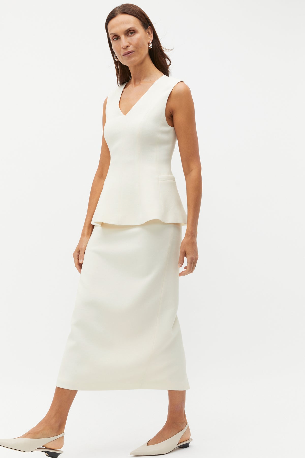 Wool Crepe Pencil Skirt