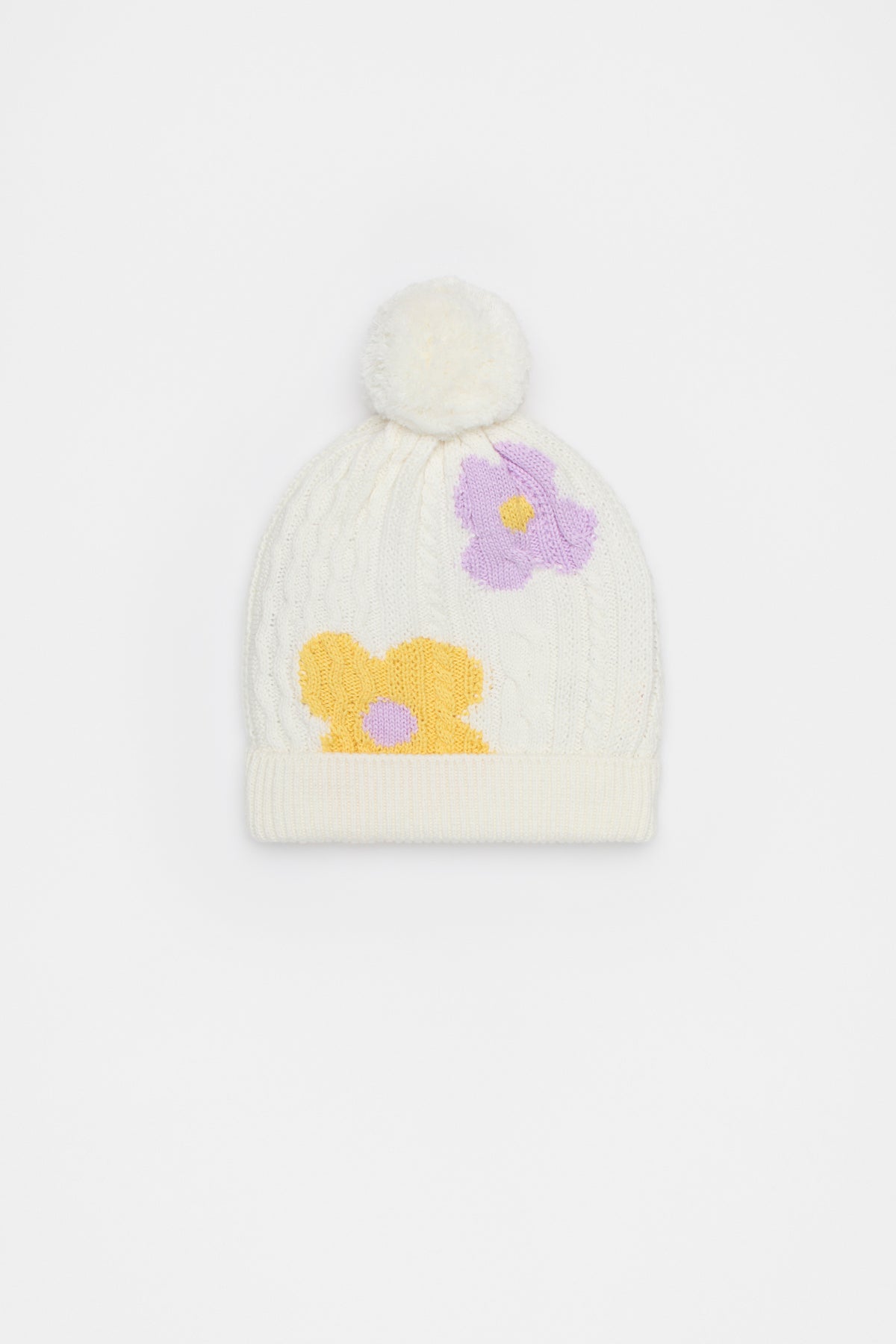 Flower Cable Beanie