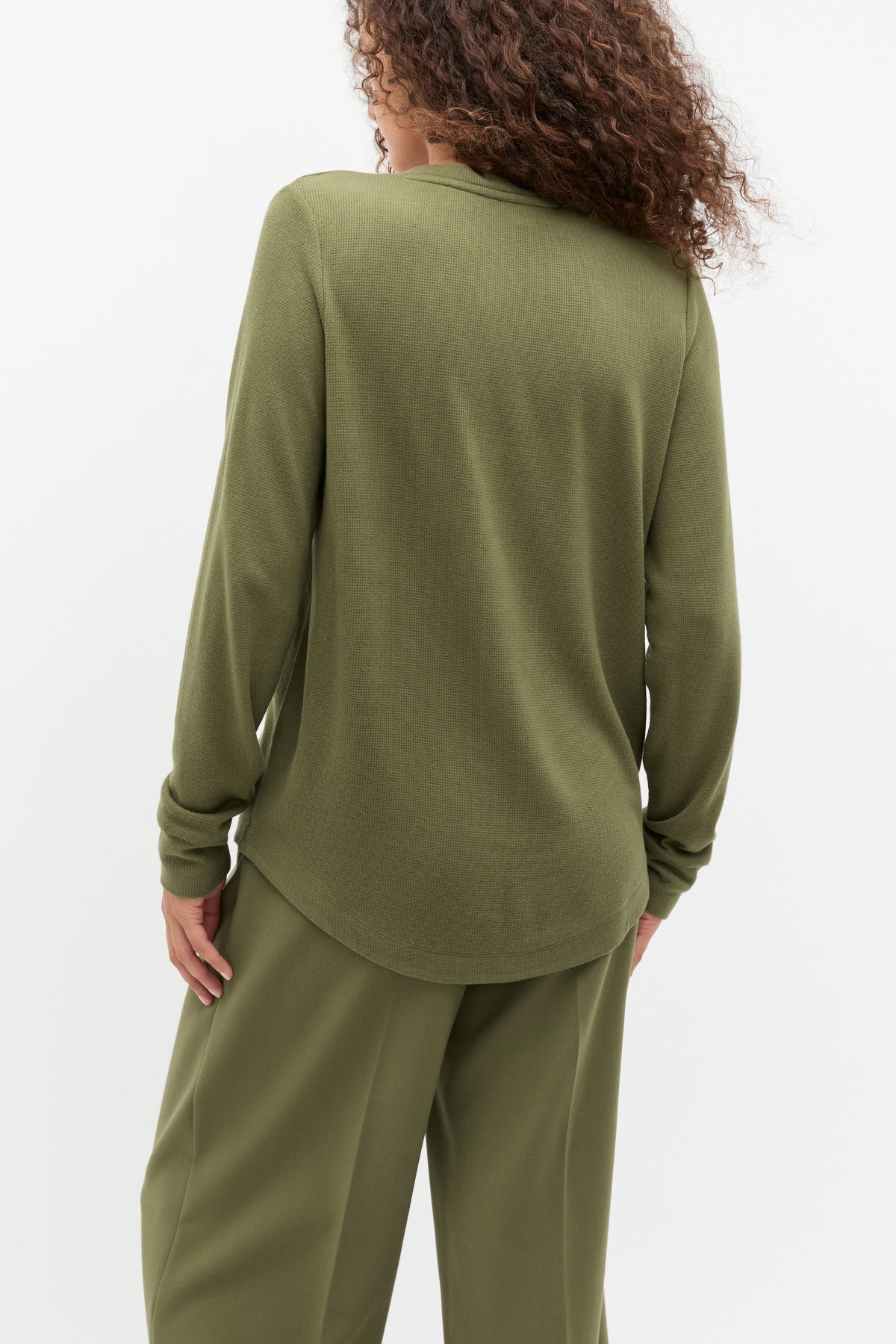 Supersoft Waffle V Neck Top