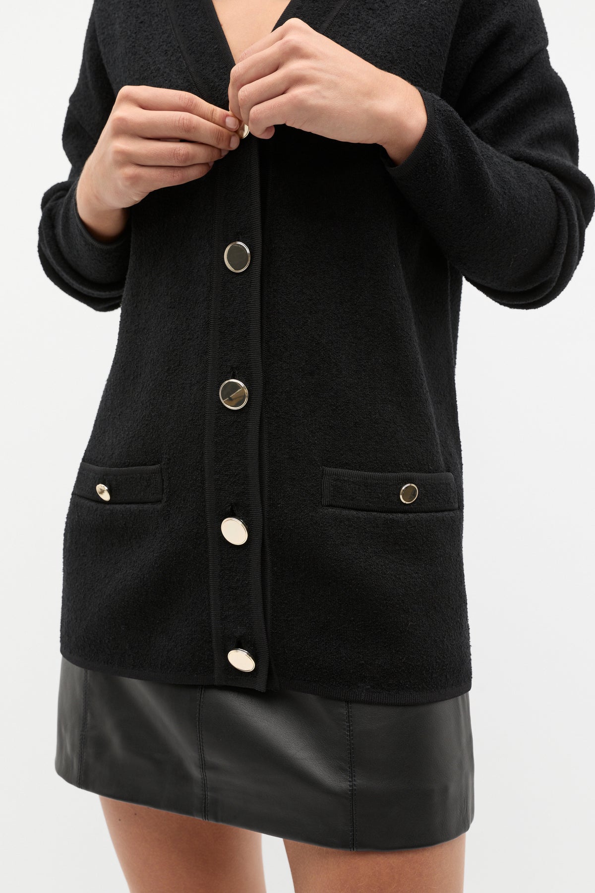 Boucle Knit Pocket Slouch Cardigan