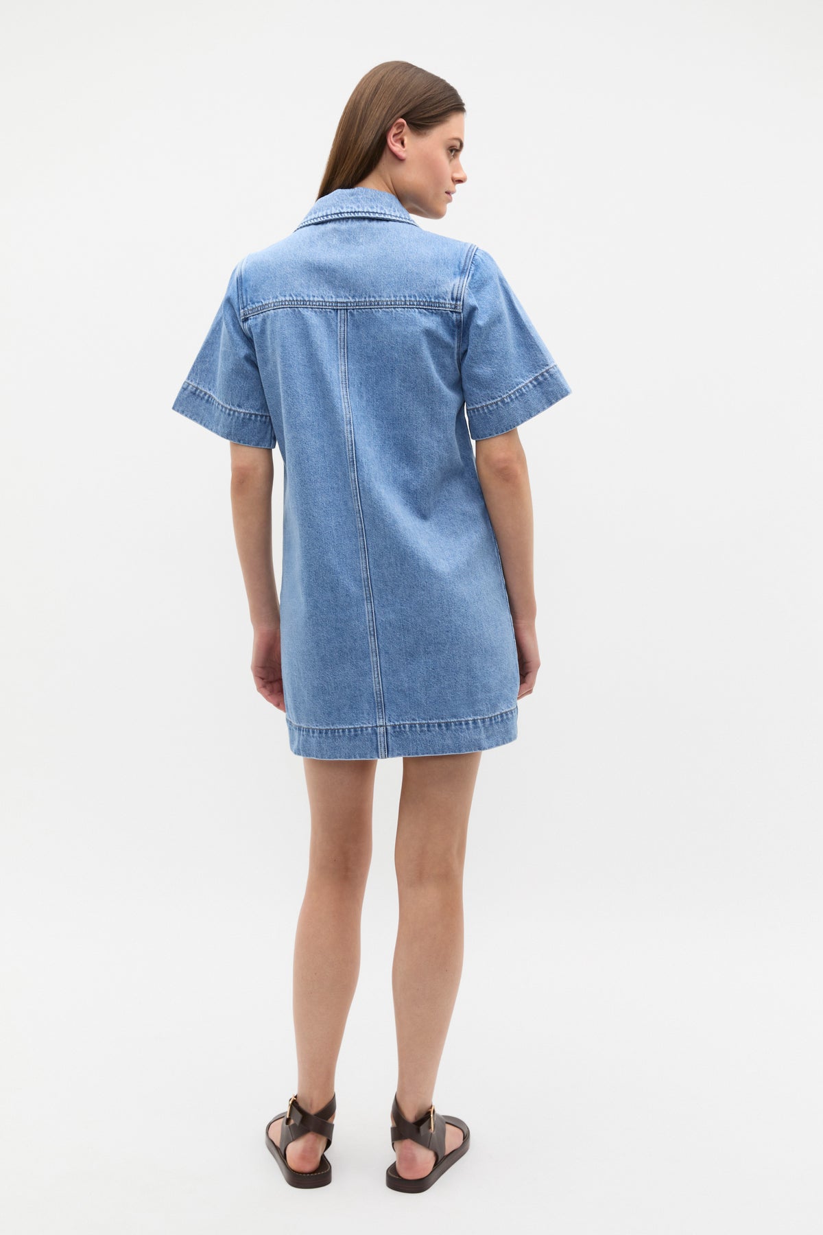 Denim Button Through Mini Dress