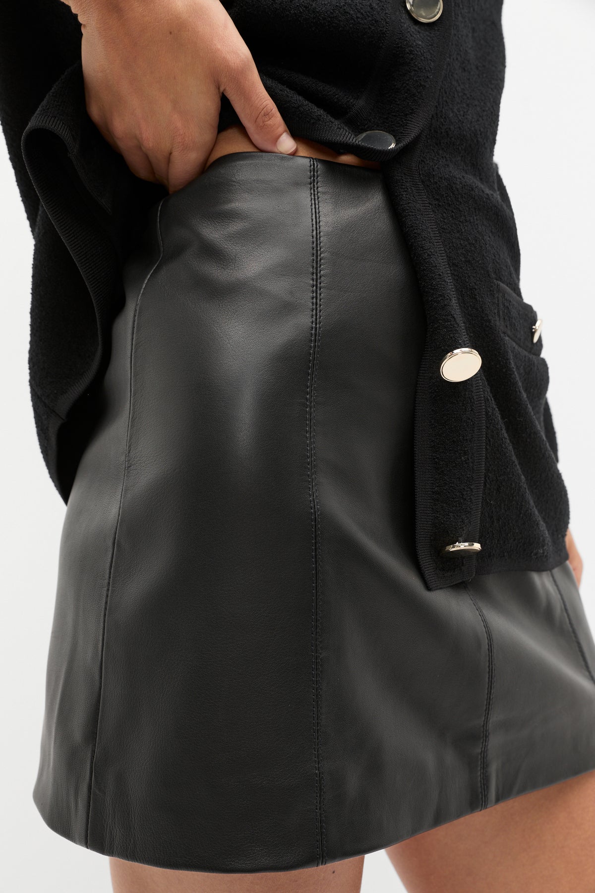 Leather Mini Panel Skirt