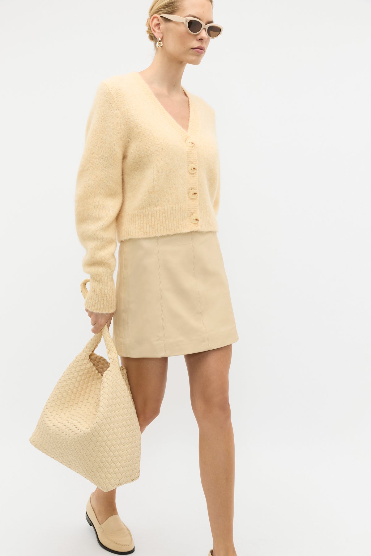 Leather Mini Panel Skirt
