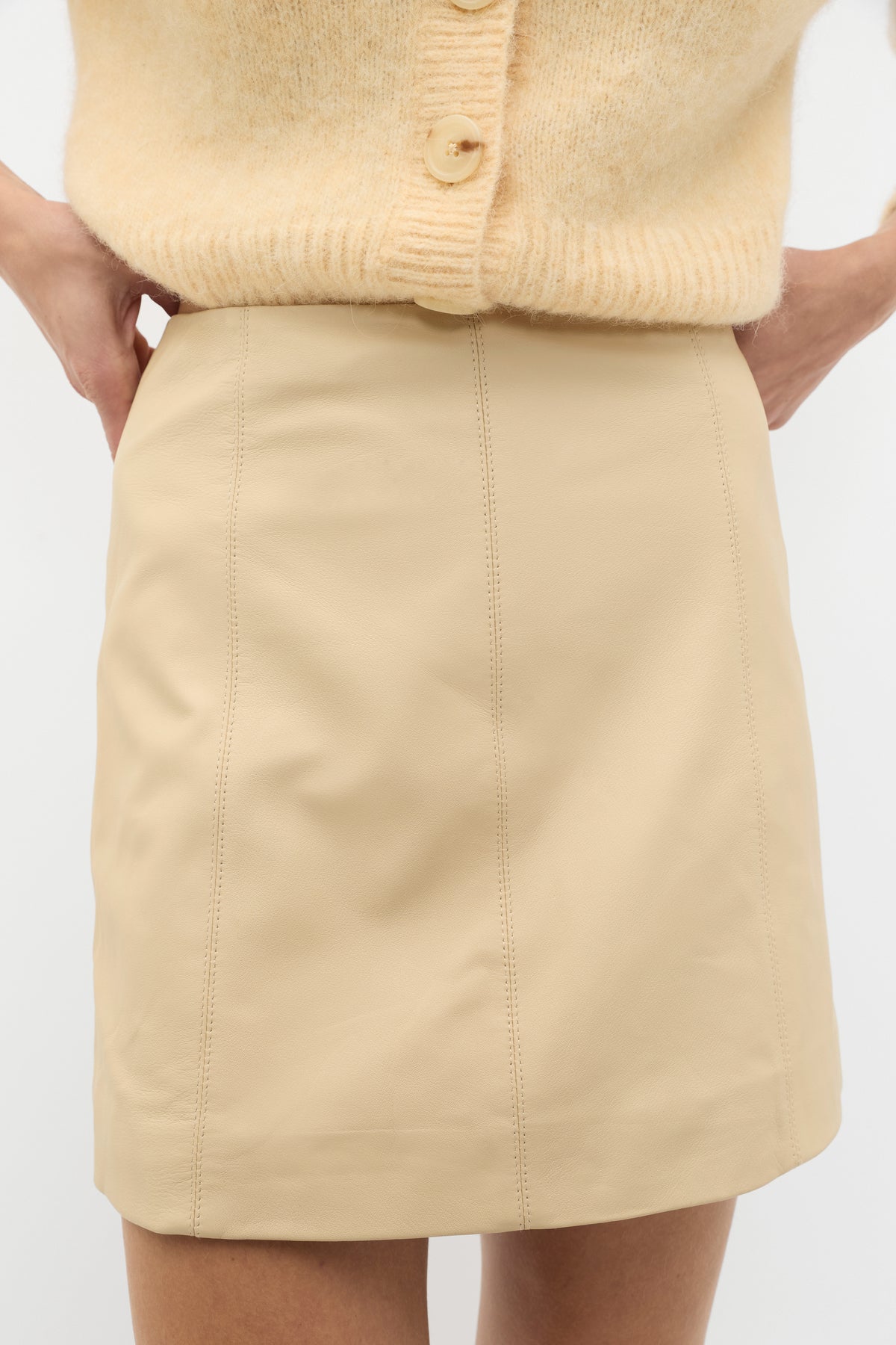 Leather Mini Panel Skirt
