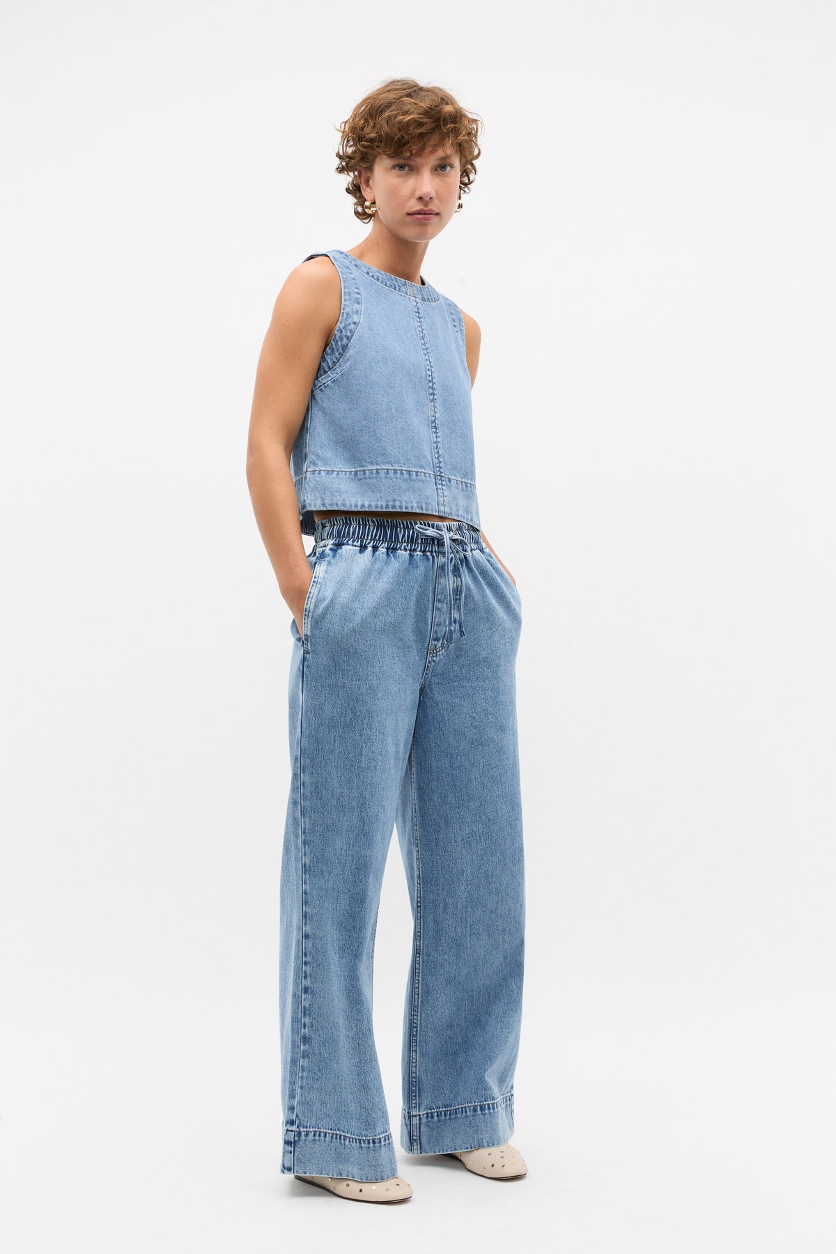 Elasticated Wide Leg Jean