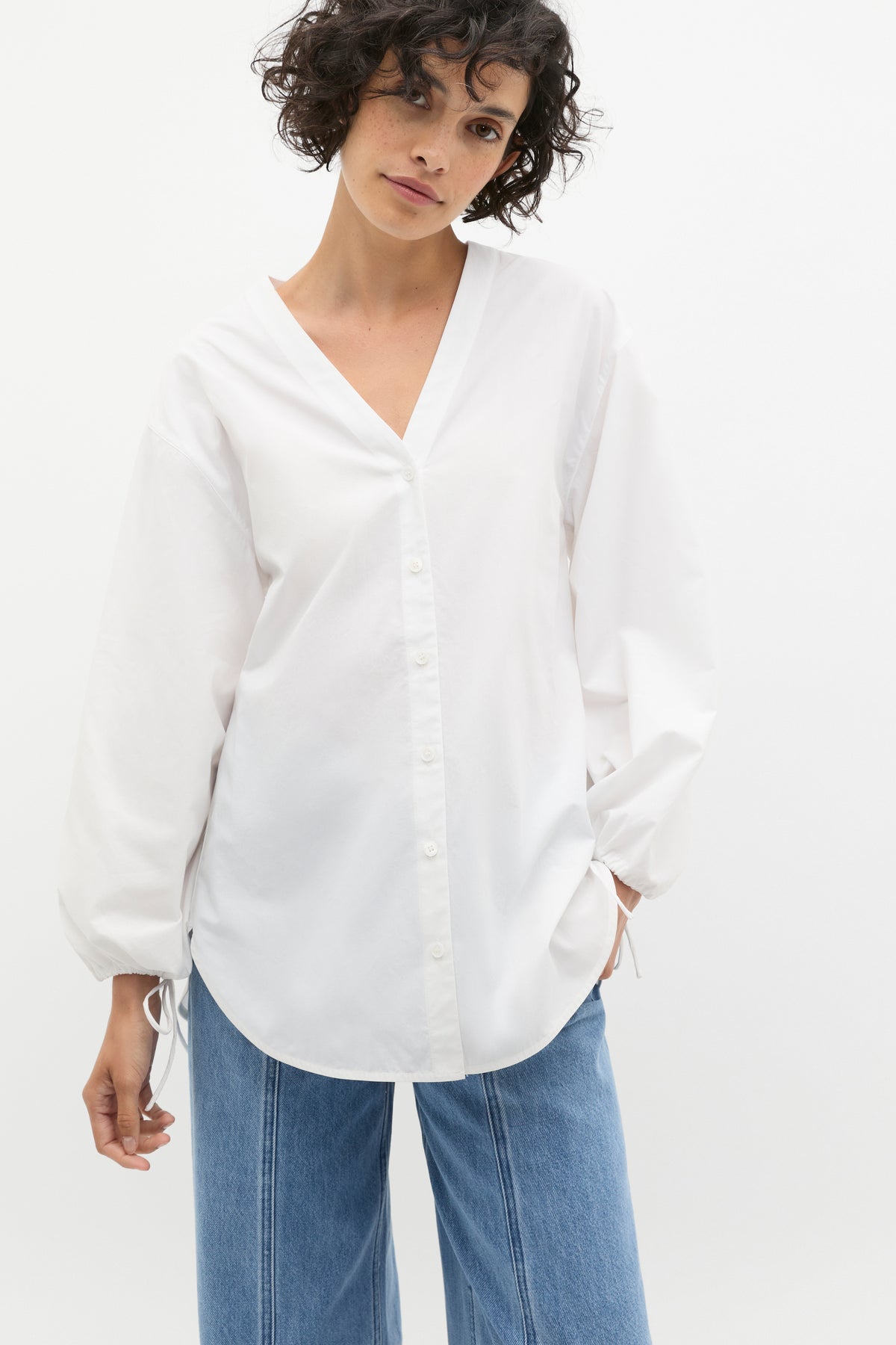 Poplin Relaxed Blouson Top