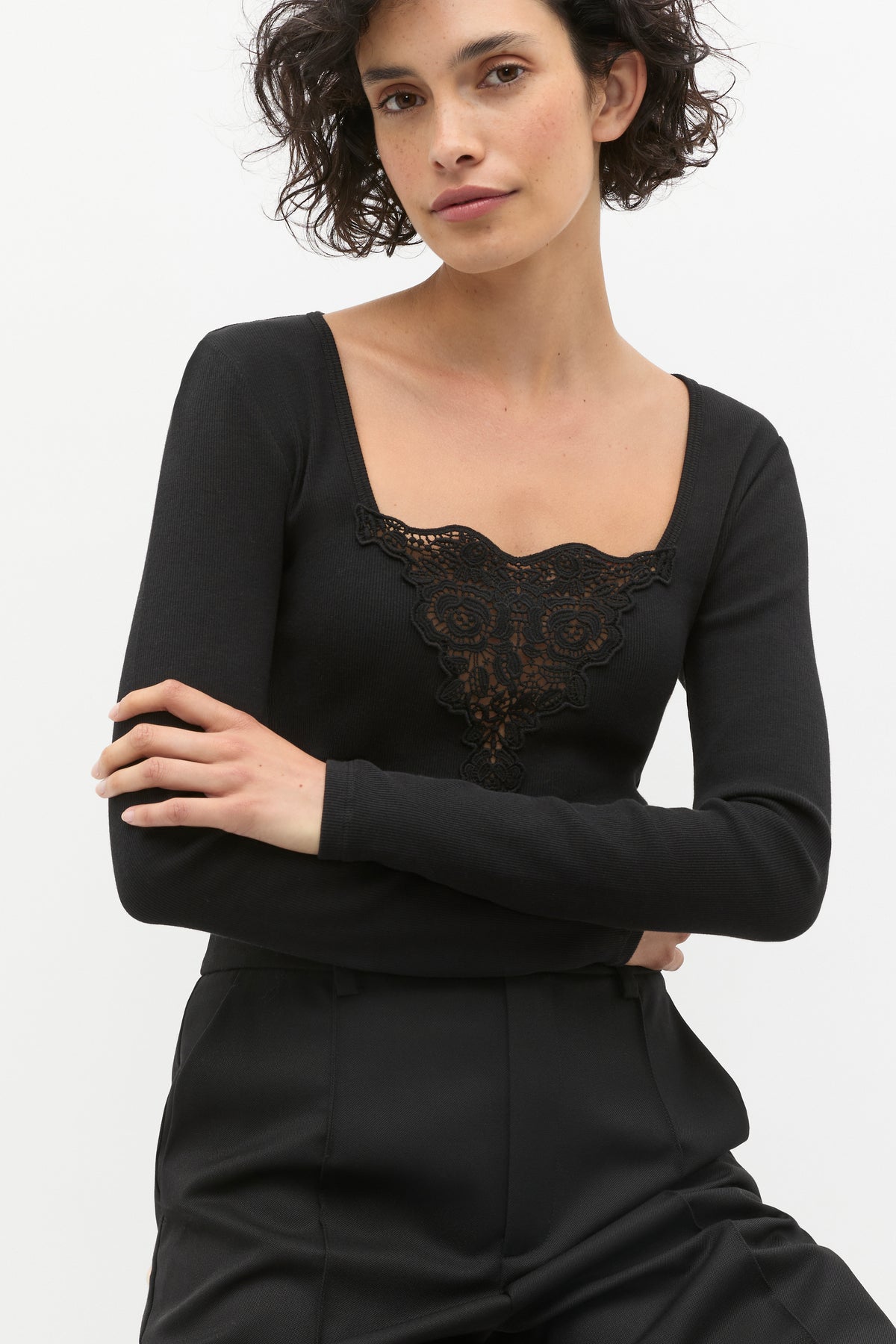 Lace Detail Long Sleeve Top