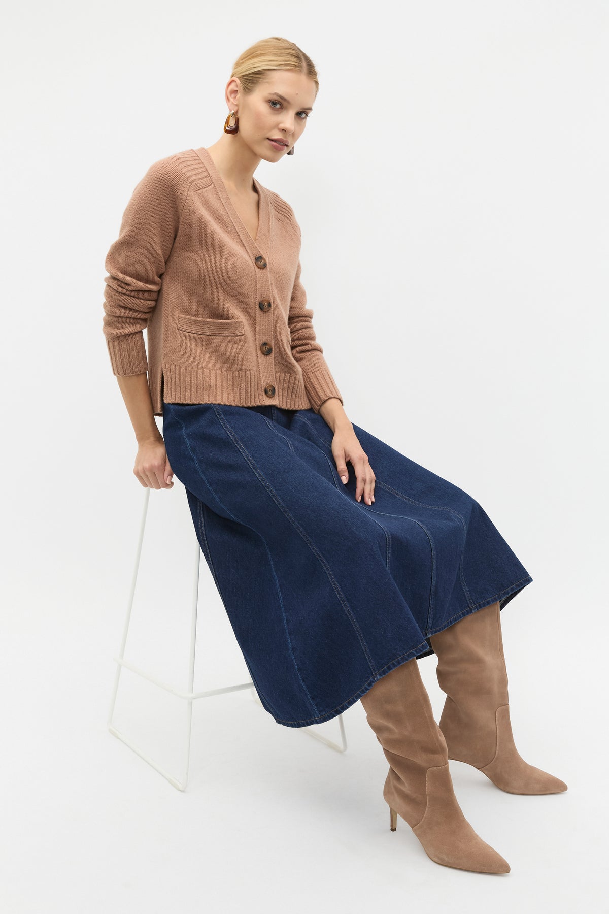 Merino Wool V Neck Pocket Cardigan