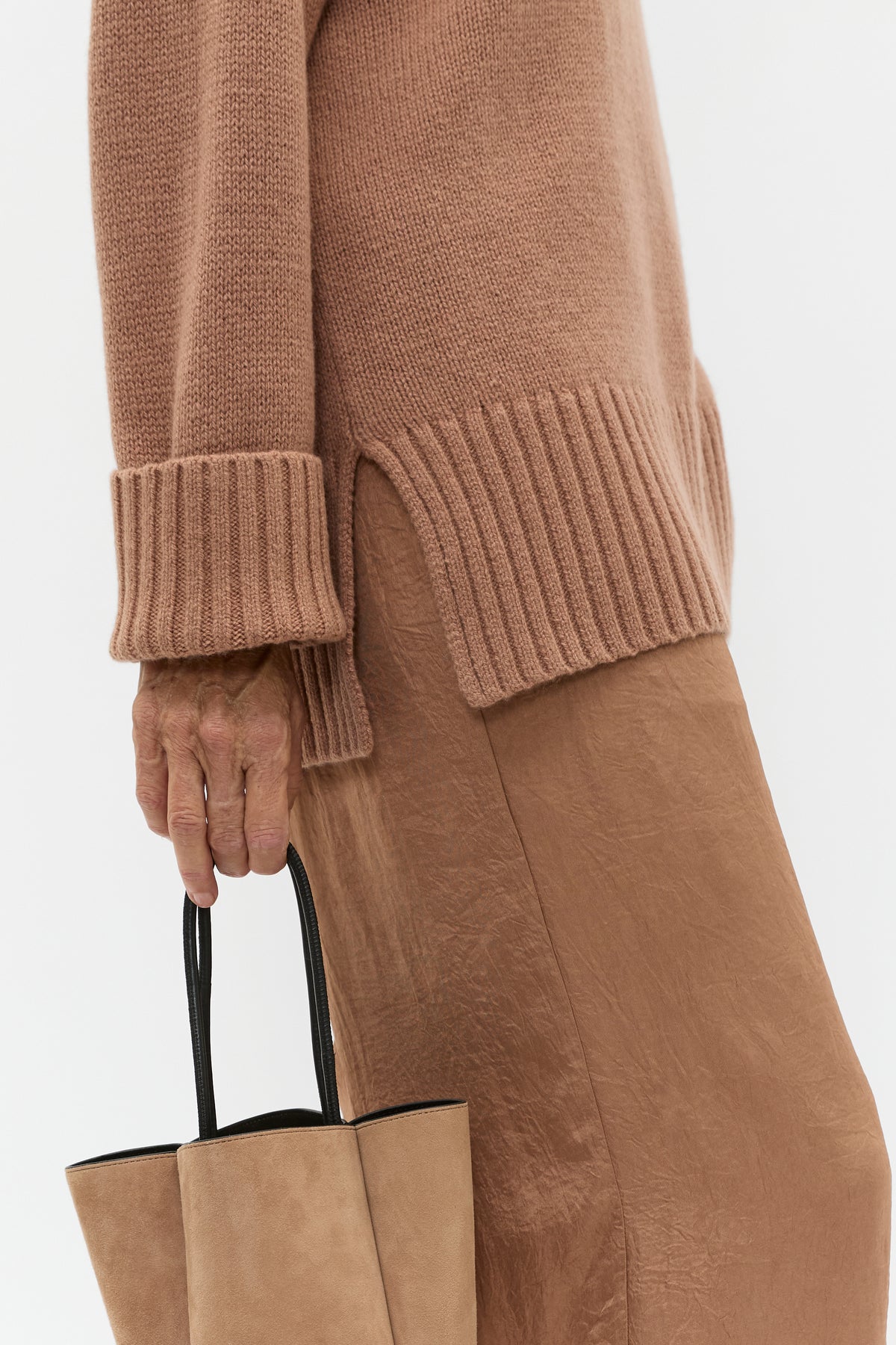 Merino Wool Roll Neck Side Split Knit