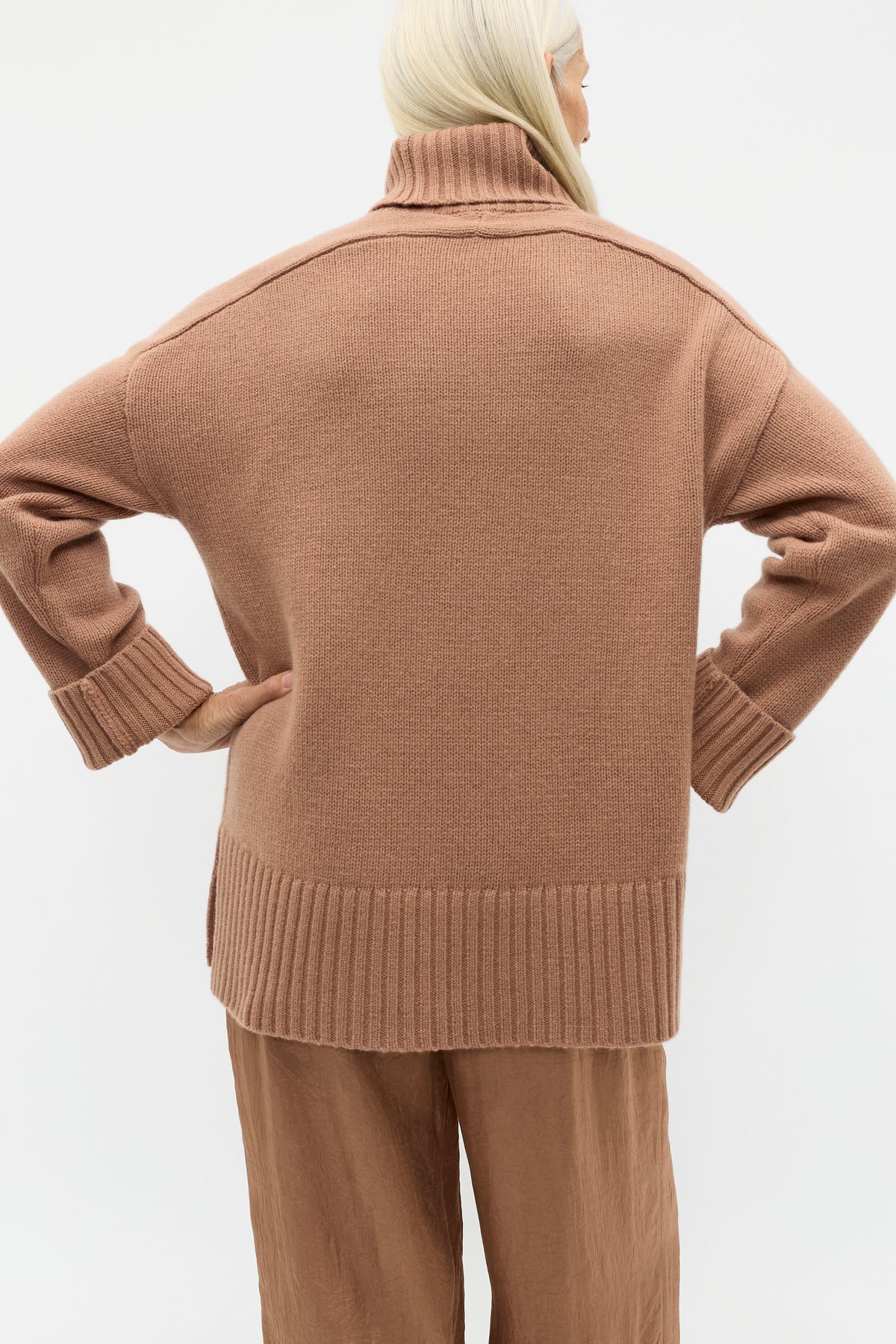 Merino Wool Roll Neck Side Split Knit