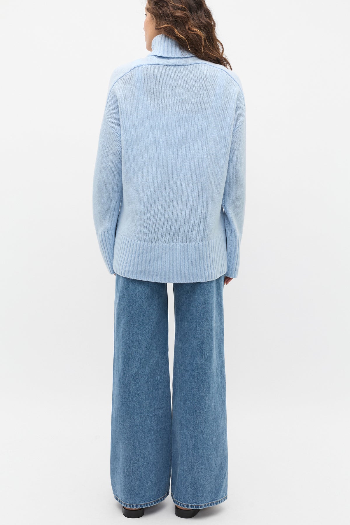 Merino Wool Roll Neck Side Split Knit