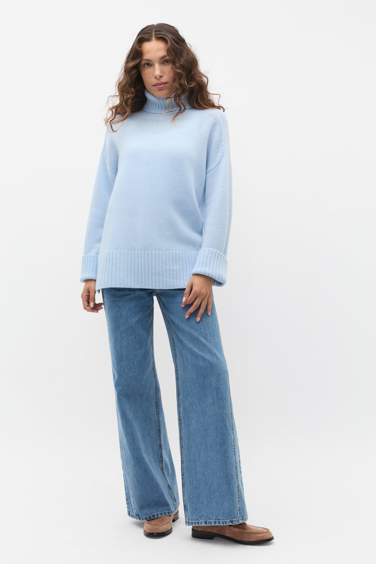Merino Wool Roll Neck Side Split Knit