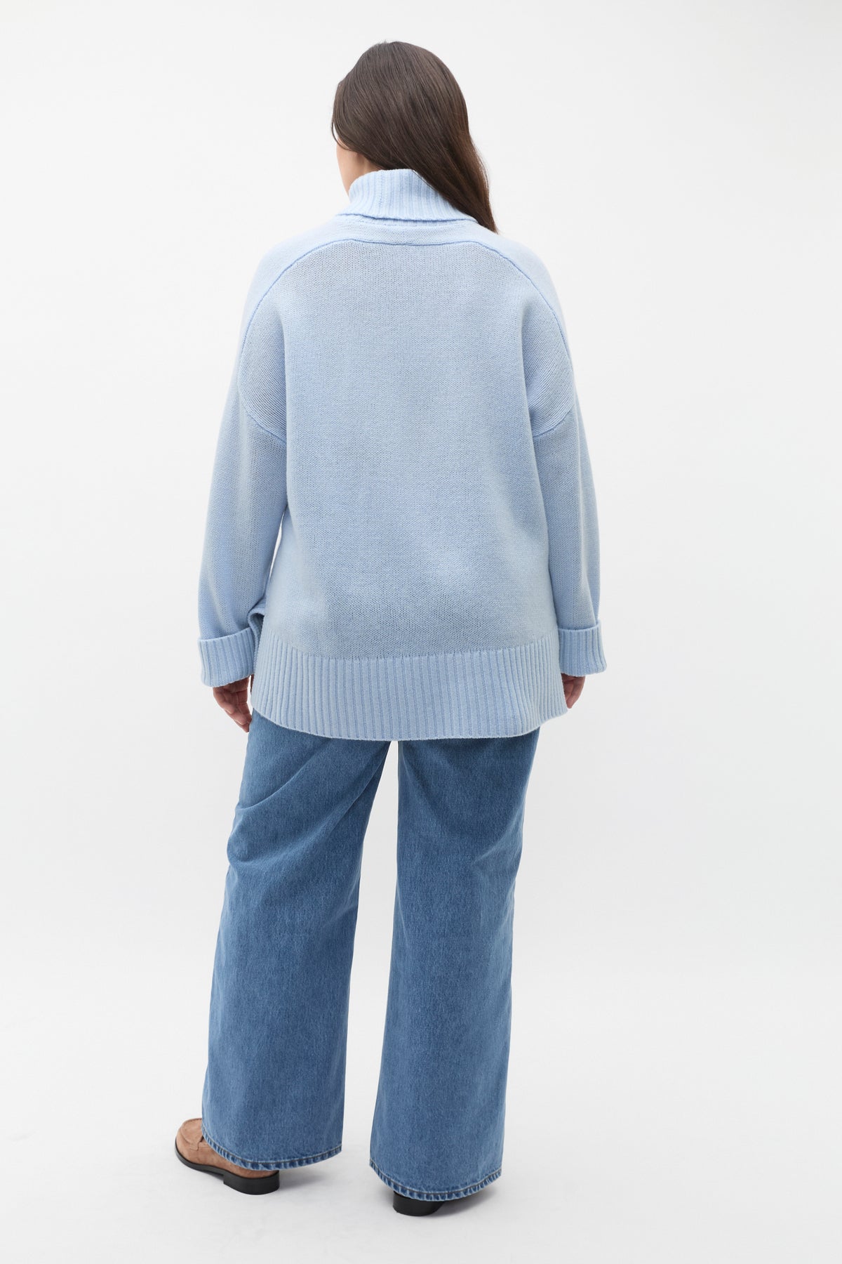 Merino Wool Roll Neck Side Split Knit