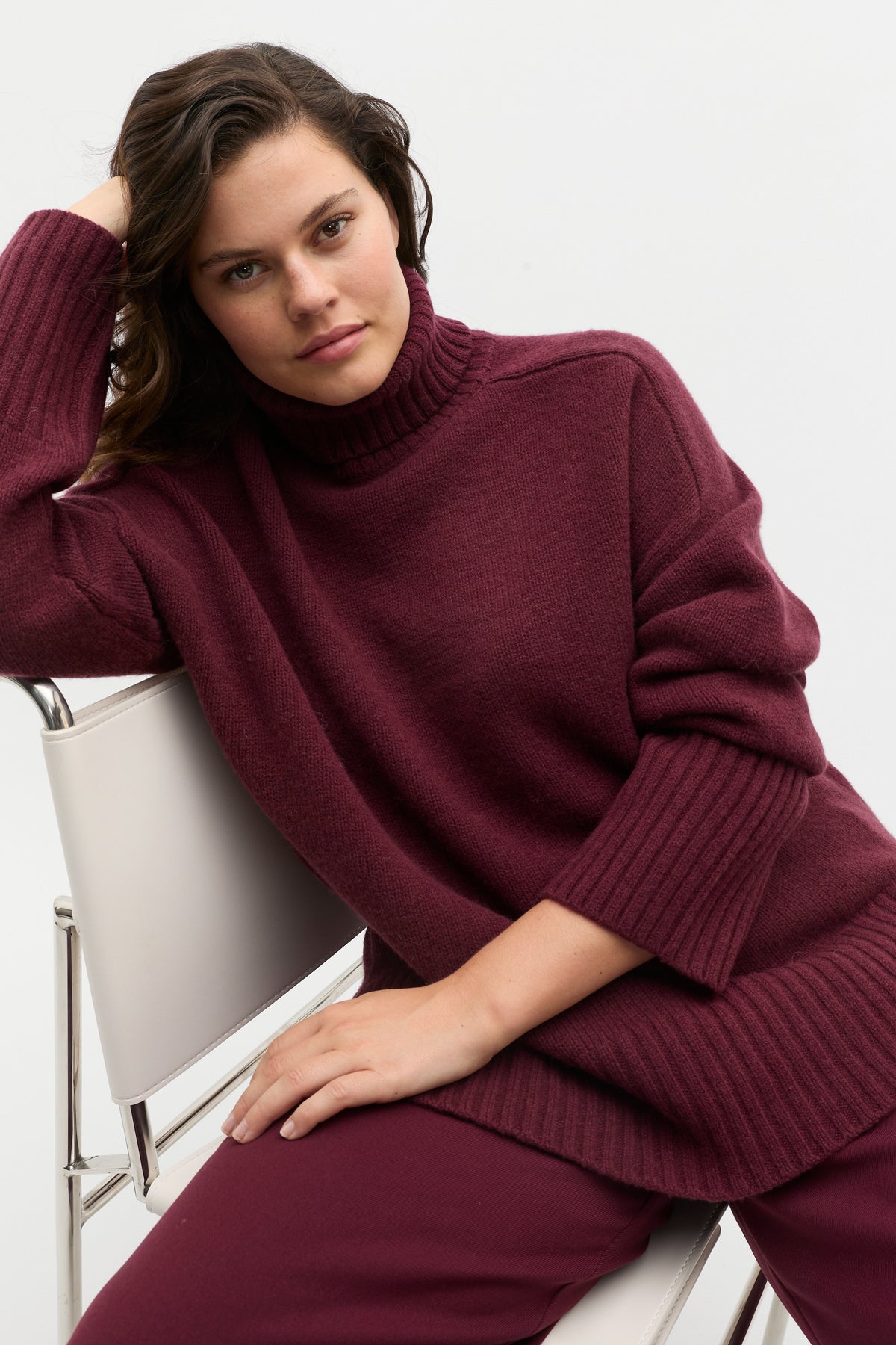 Merino Wool Roll Neck Side Split Knit