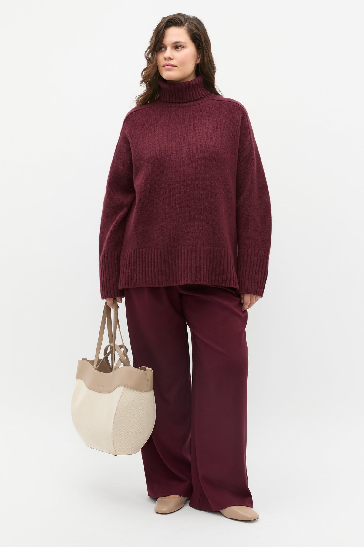Merino Wool Roll Neck Side Split Knit