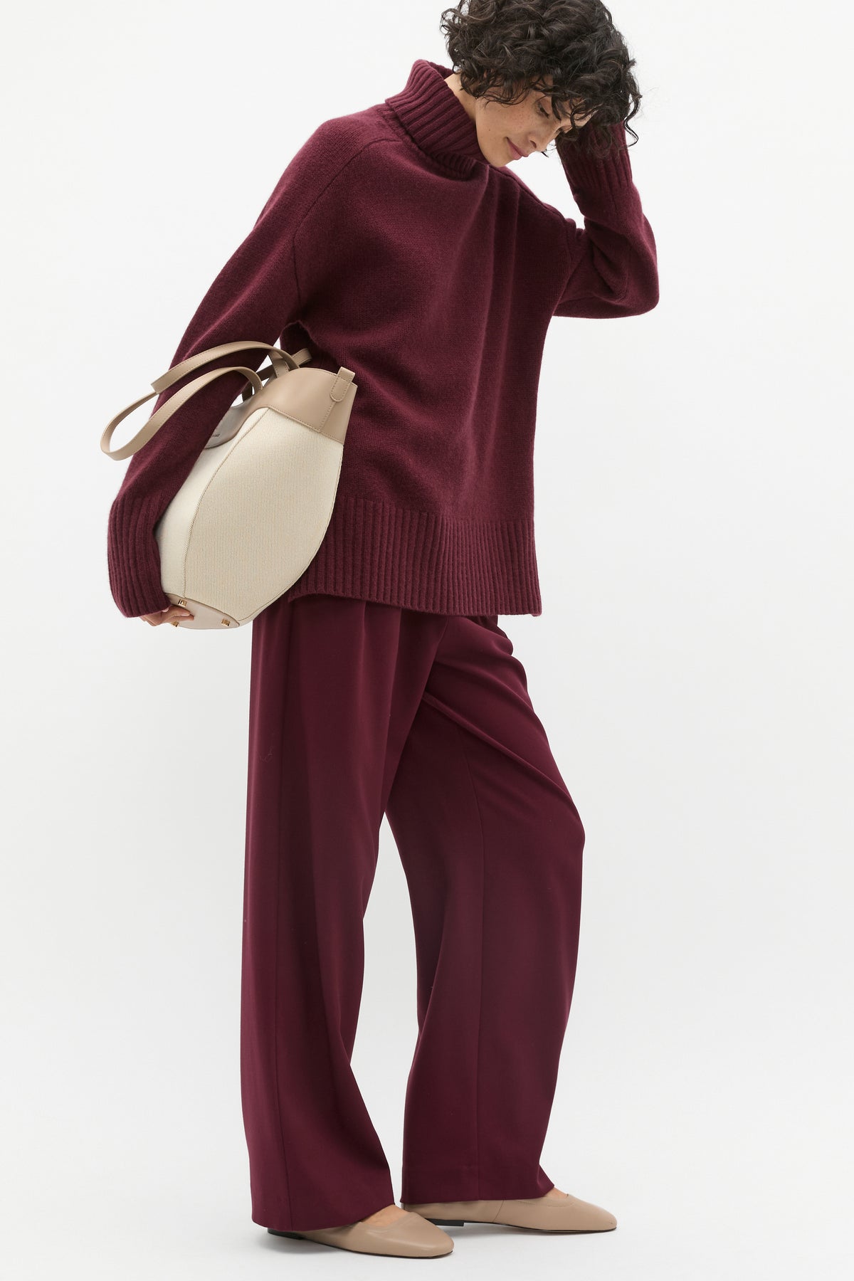 Merino Wool Roll Neck Side Split Knit