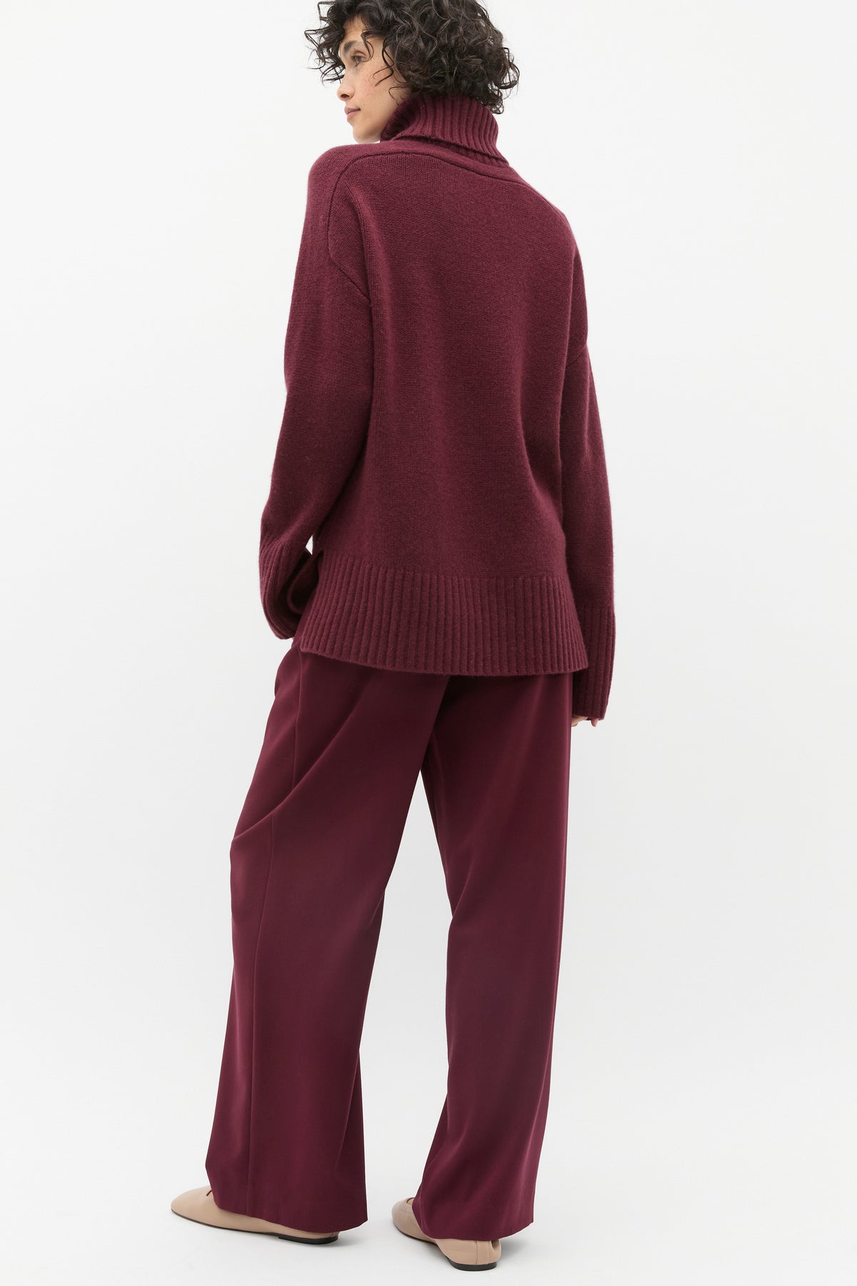 Merino Wool Roll Neck Side Split Knit