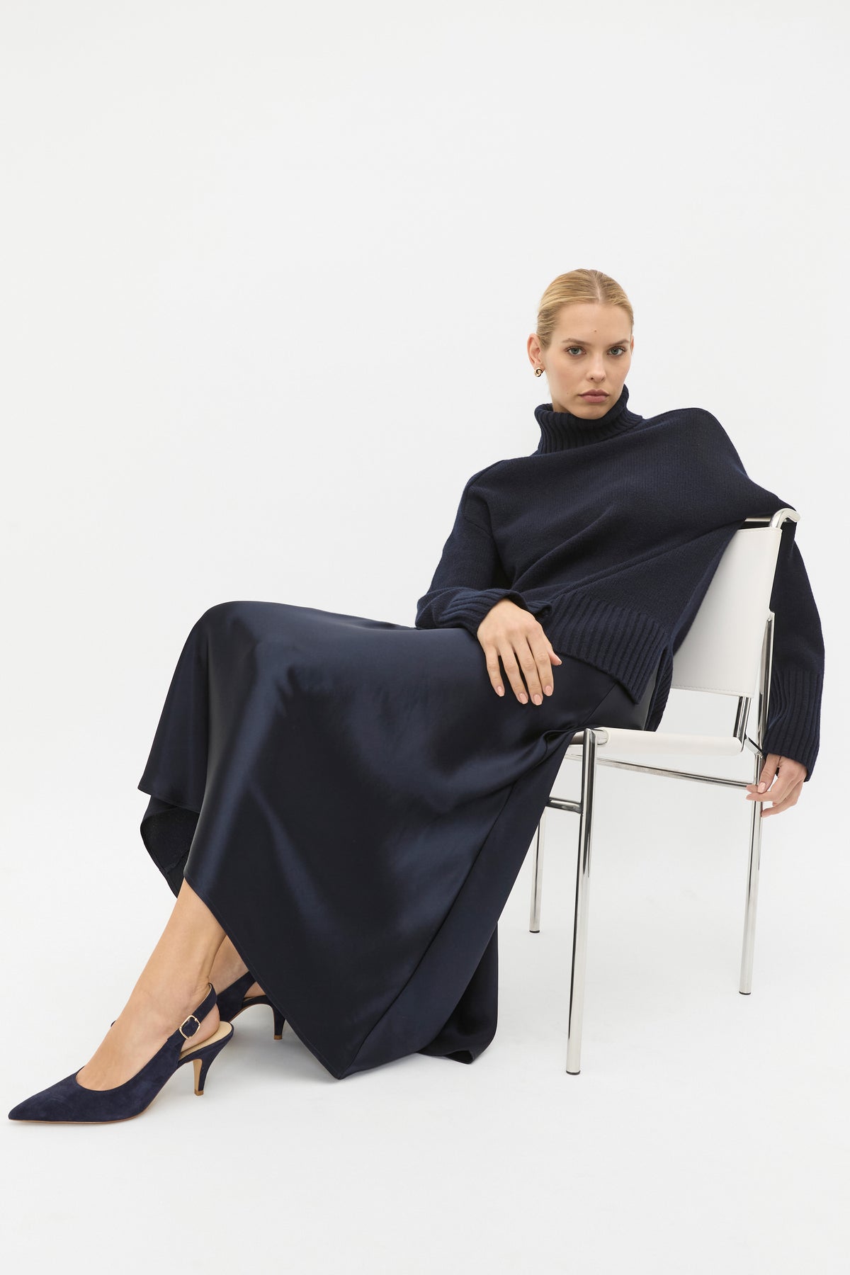 Merino Wool Roll Neck Side Split Knit