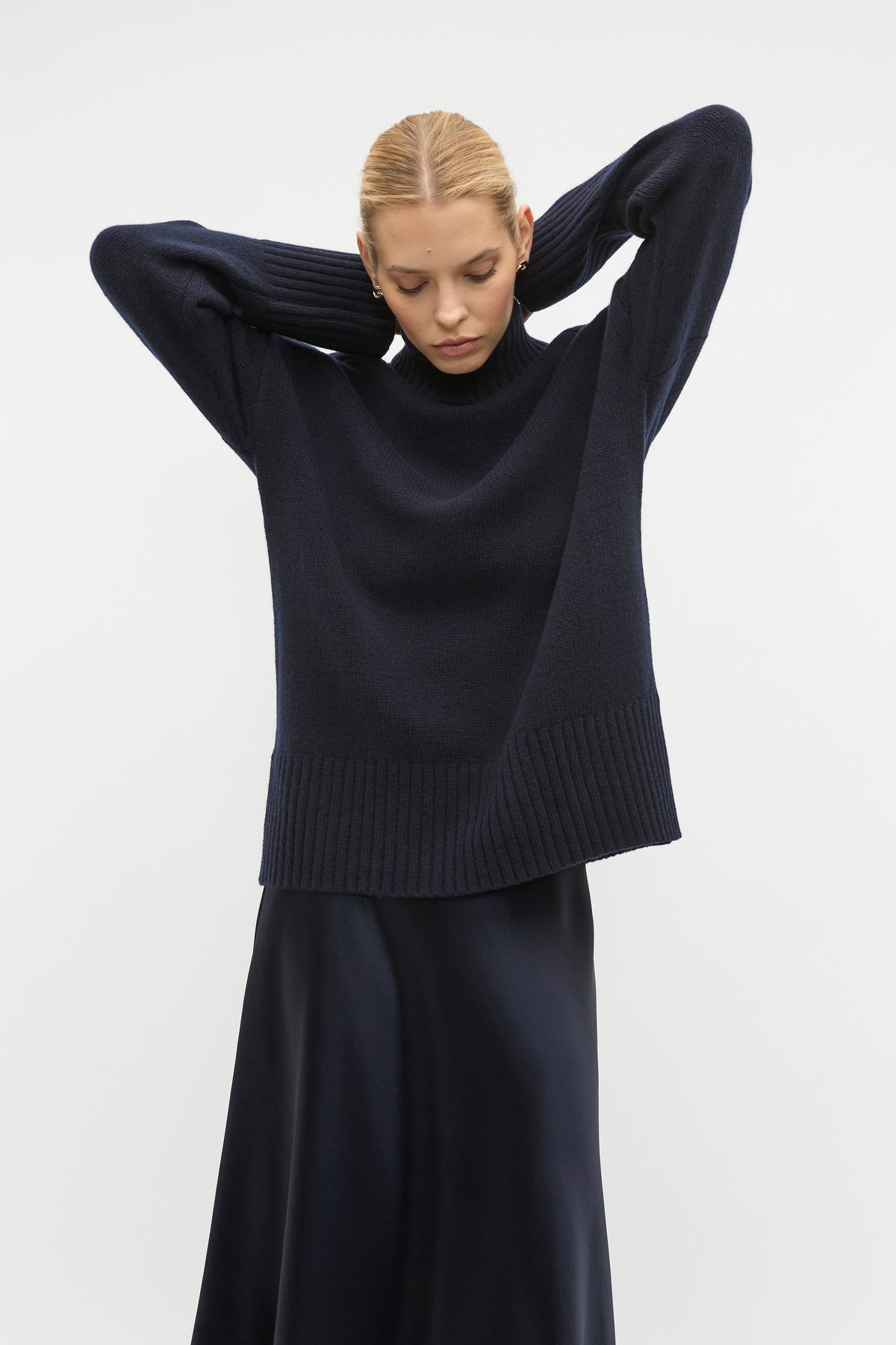 Merino Wool Roll Neck Side Split Knit