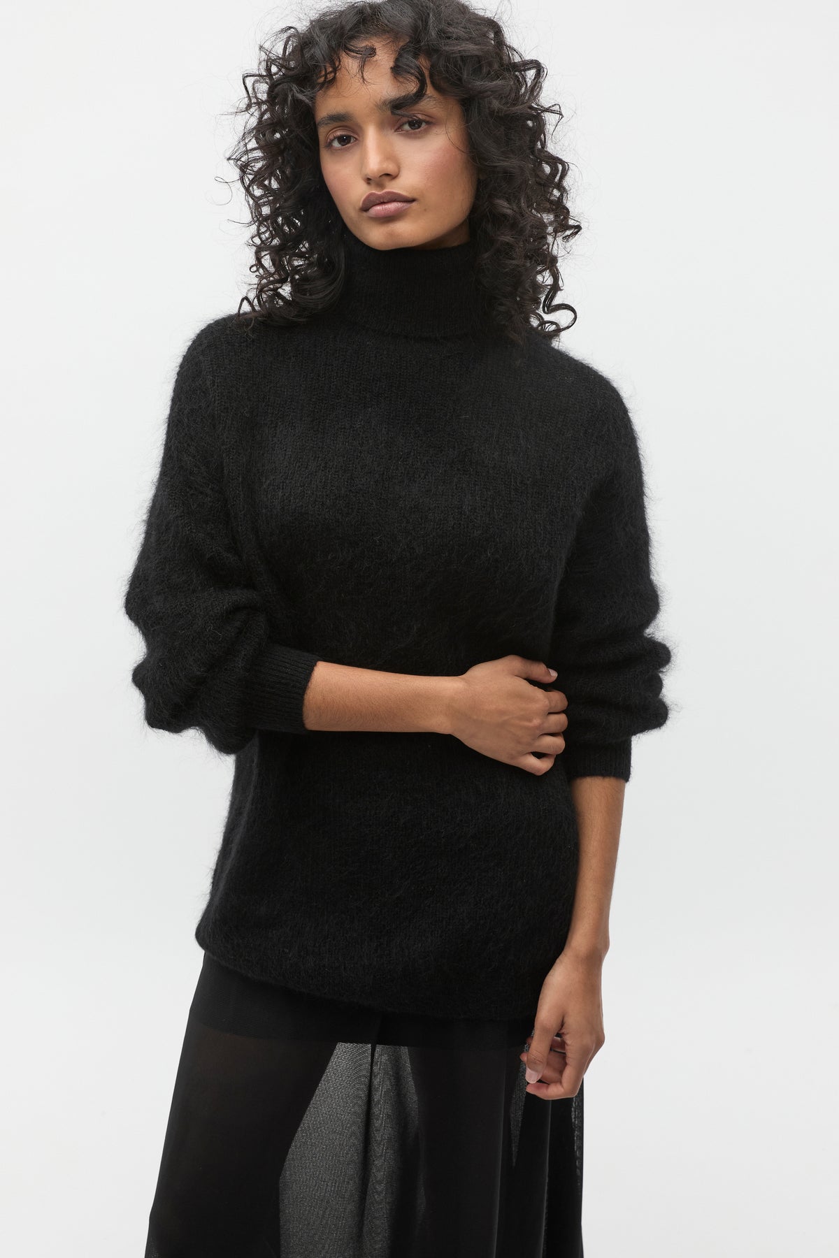 Longline Rib Roll Neck Knit