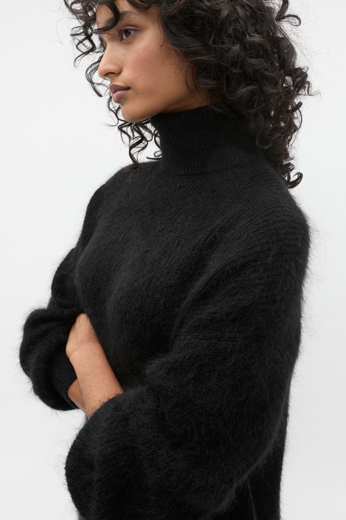 Longline Rib Roll Neck Knit