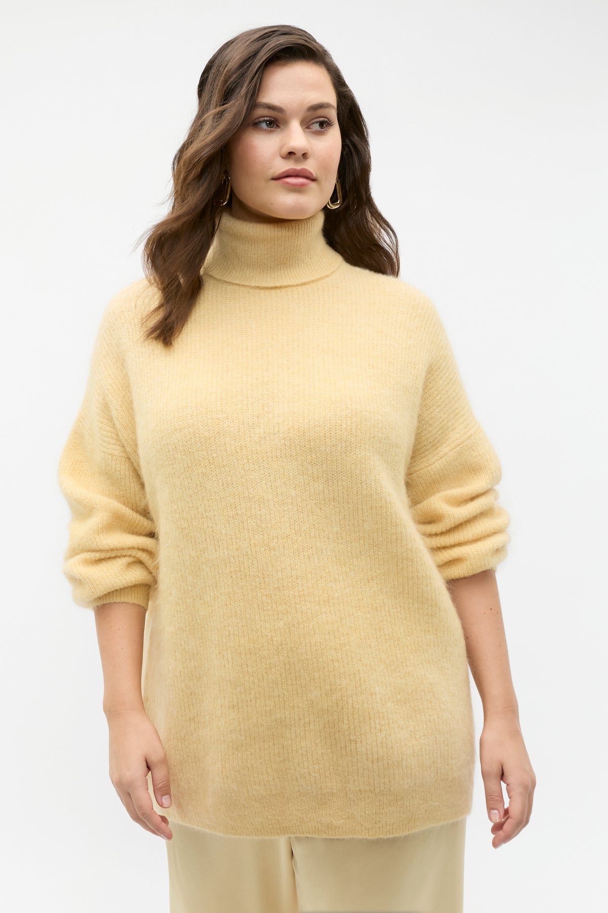 Longline Rib Roll Neck Knit