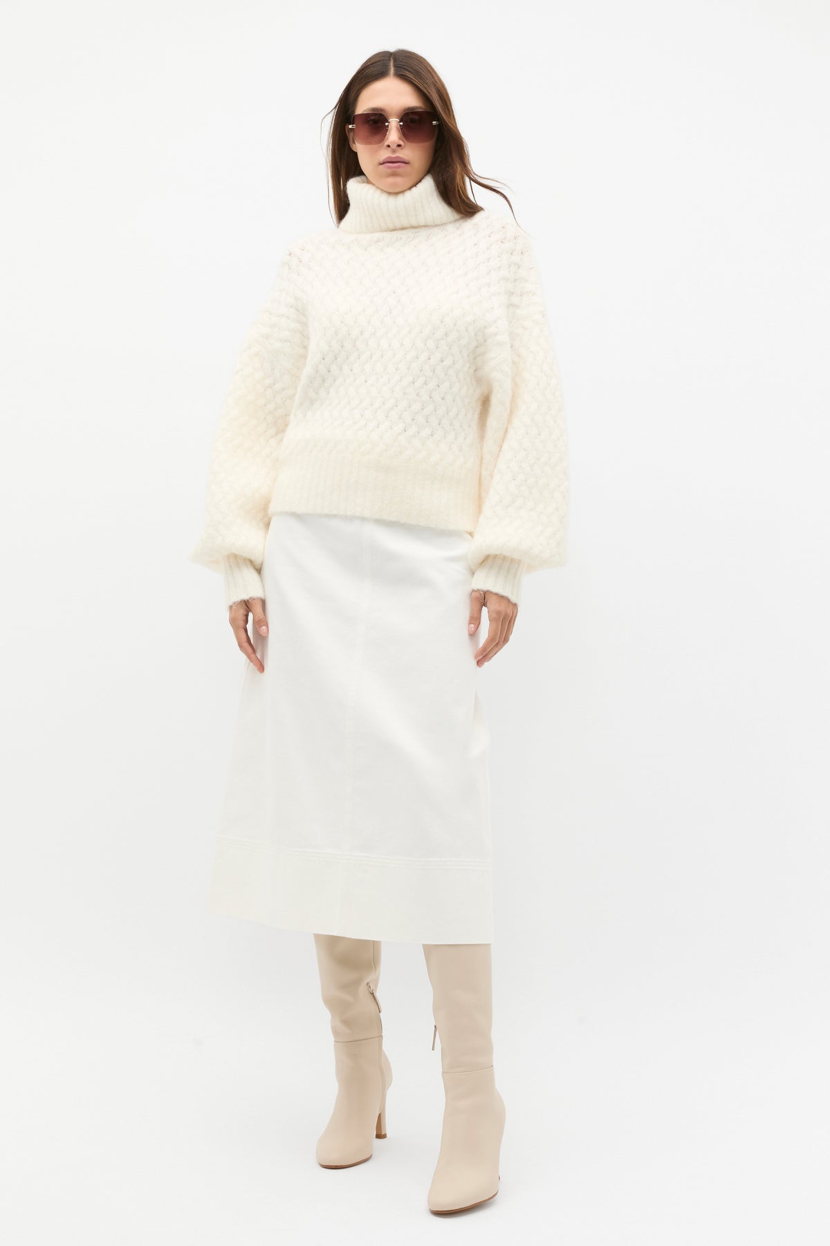 Lofty Textured Roll Neck Knit